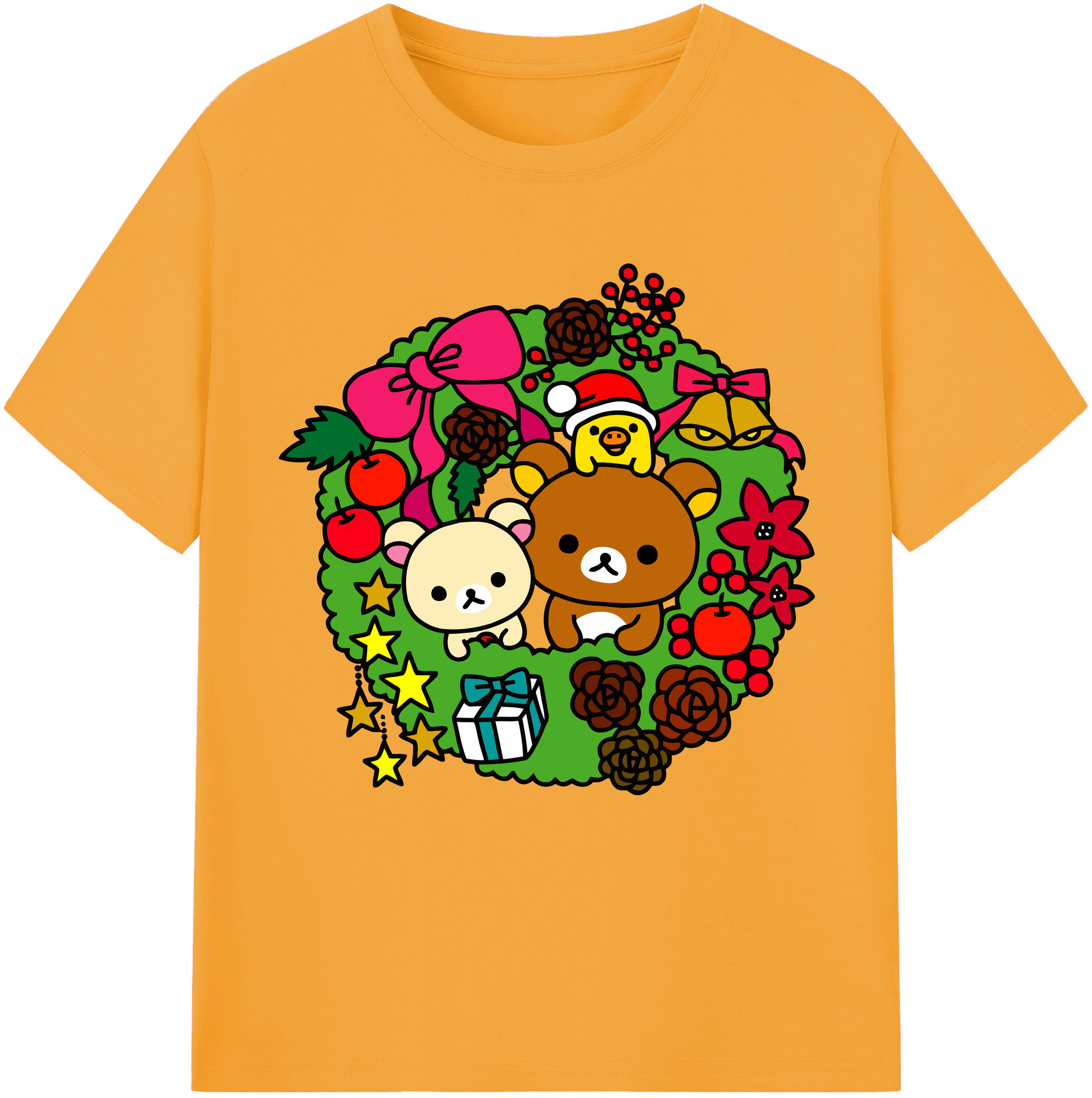 （画像用） リラックマ リラックマ キイロイトリ Rilakkuma Korilakkuma Kiiroitori レディースカジュアルプリントTシャツ（綿100％）