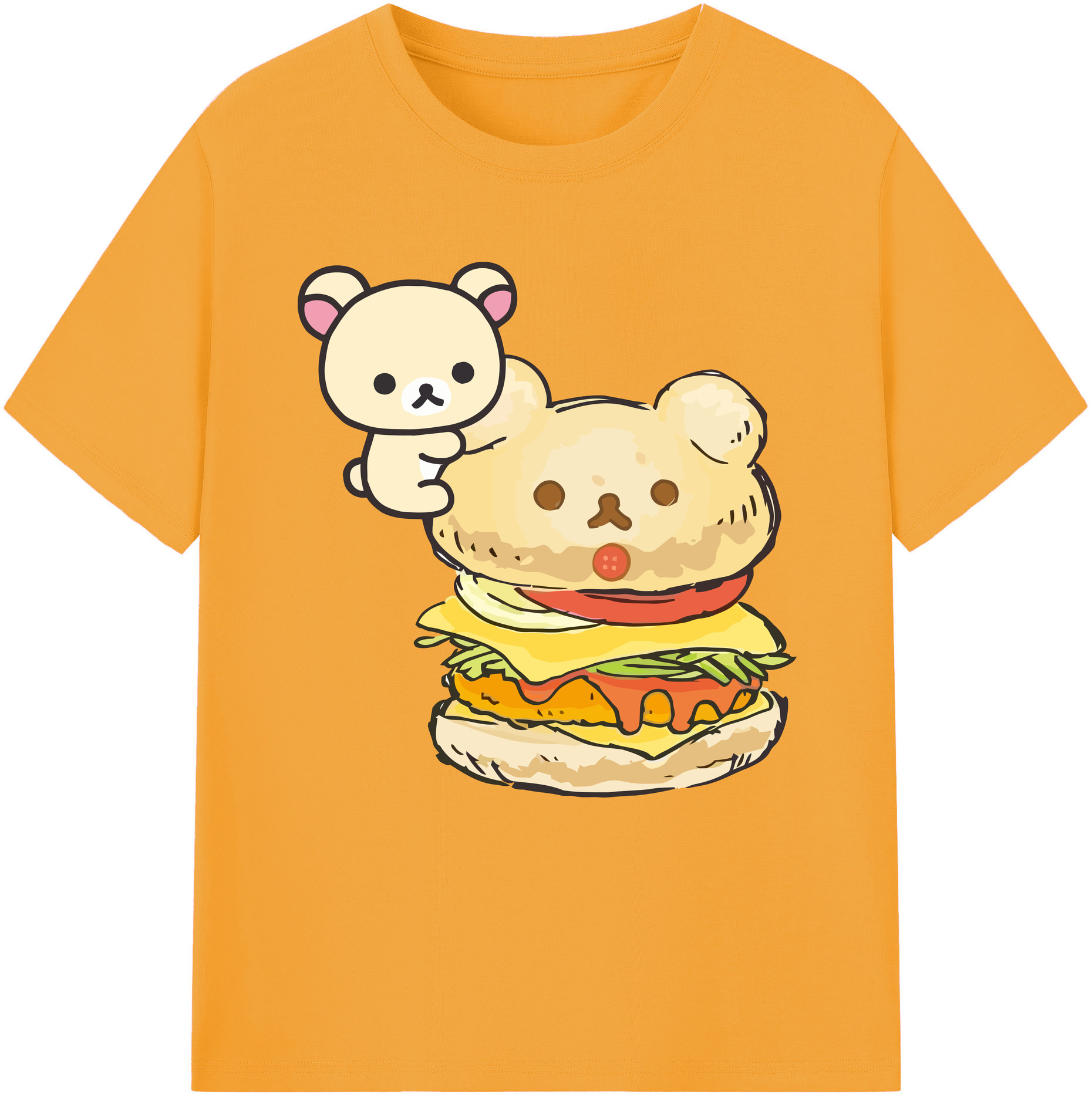 （画像用） リラックマ リラックマ キイロイトリ Rilakkuma Korilakkuma Kiiroitori レディースカジュアルプリントTシャツ（綿100％）