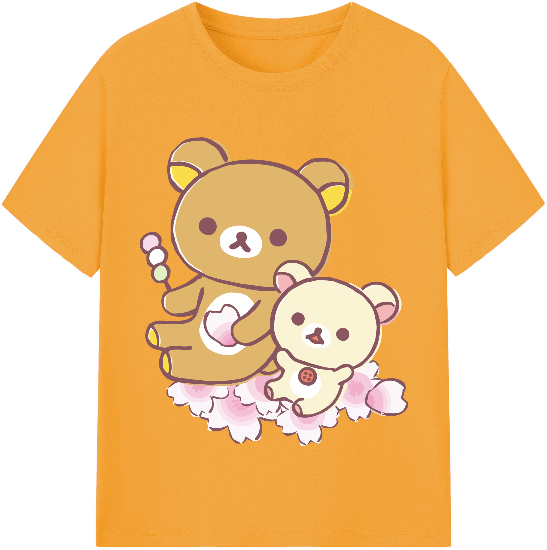 （画像用） リラックマ リラックマ キイロイトリ Rilakkuma Korilakkuma Kiiroitori レディースカジュアルプリントTシャツ（綿100％）
