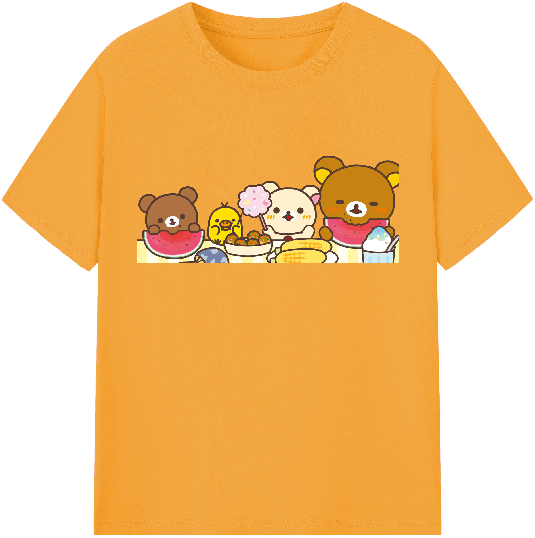 （画像用） リラックマ リラックマ キイロイトリ Rilakkuma Korilakkuma Kiiroitori レディースカジュアルプリントTシャツ（綿100％）