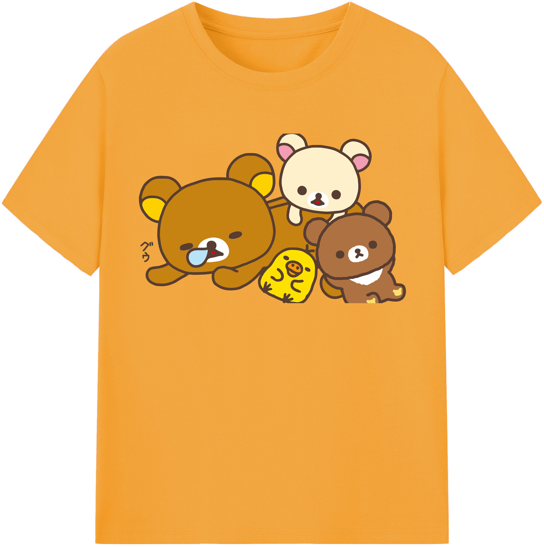 （画像用） リラックマ リラックマ キイロイトリ Rilakkuma Korilakkuma Kiiroitori レディースカジュアルプリントTシャツ（綿100％）