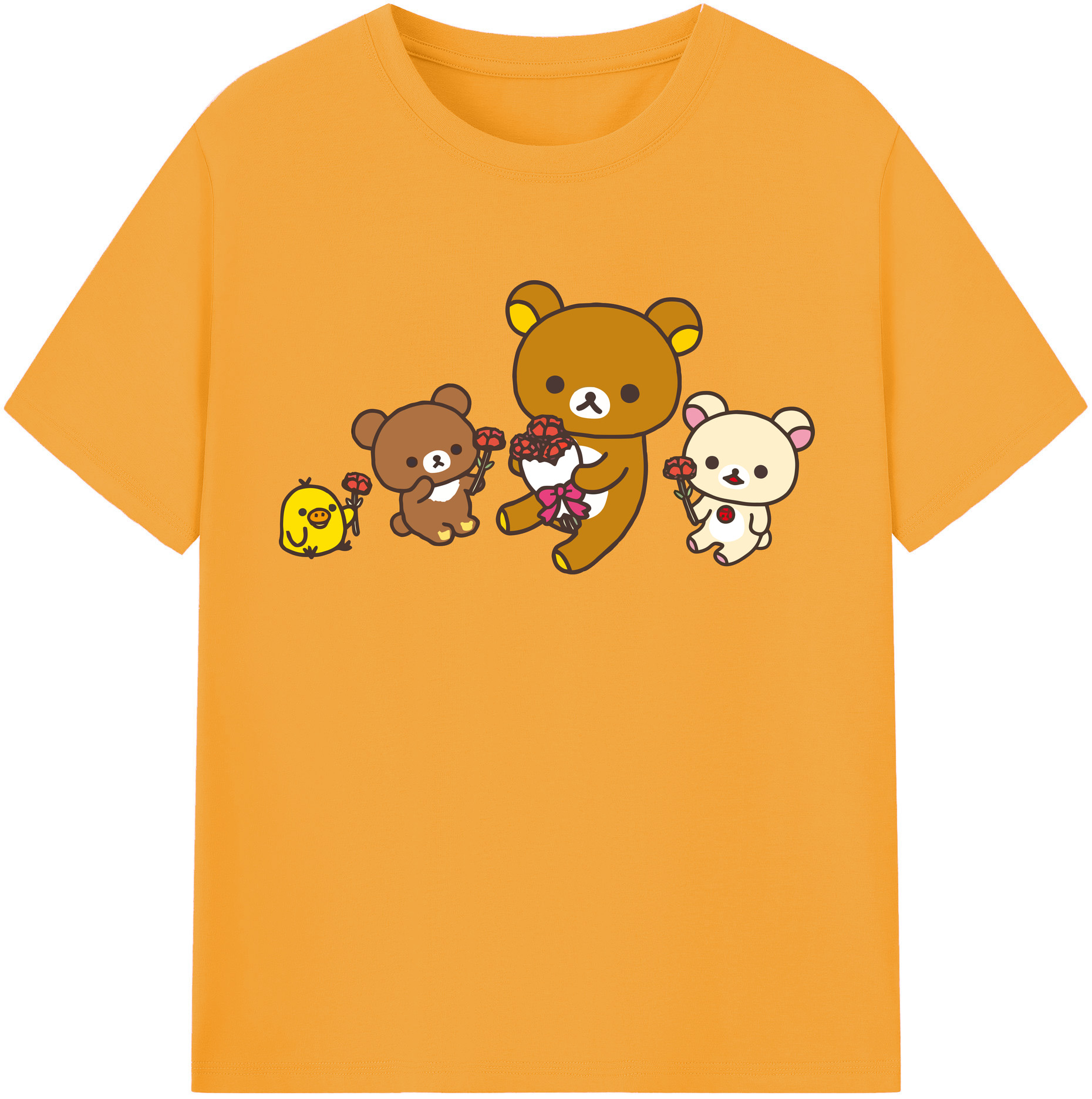（画像用） リラックマ リラックマ キイロイトリ Rilakkuma Korilakkuma Kiiroitori レディースカジュアルプリントTシャツ（綿100％）