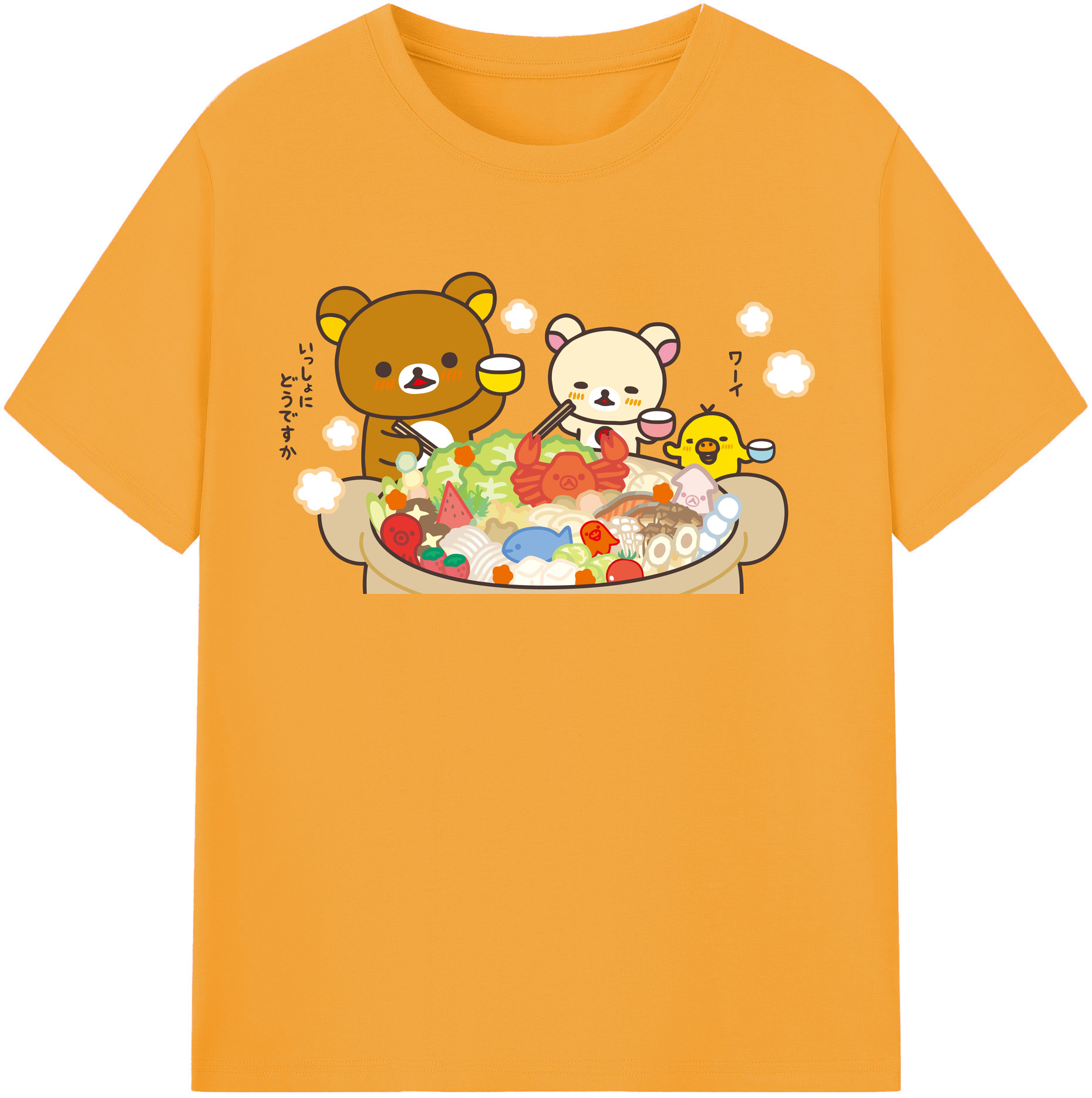（画像用） リラックマ リラックマ キイロイトリ Rilakkuma Korilakkuma Kiiroitori レディースカジュアルプリントTシャツ（綿100％）