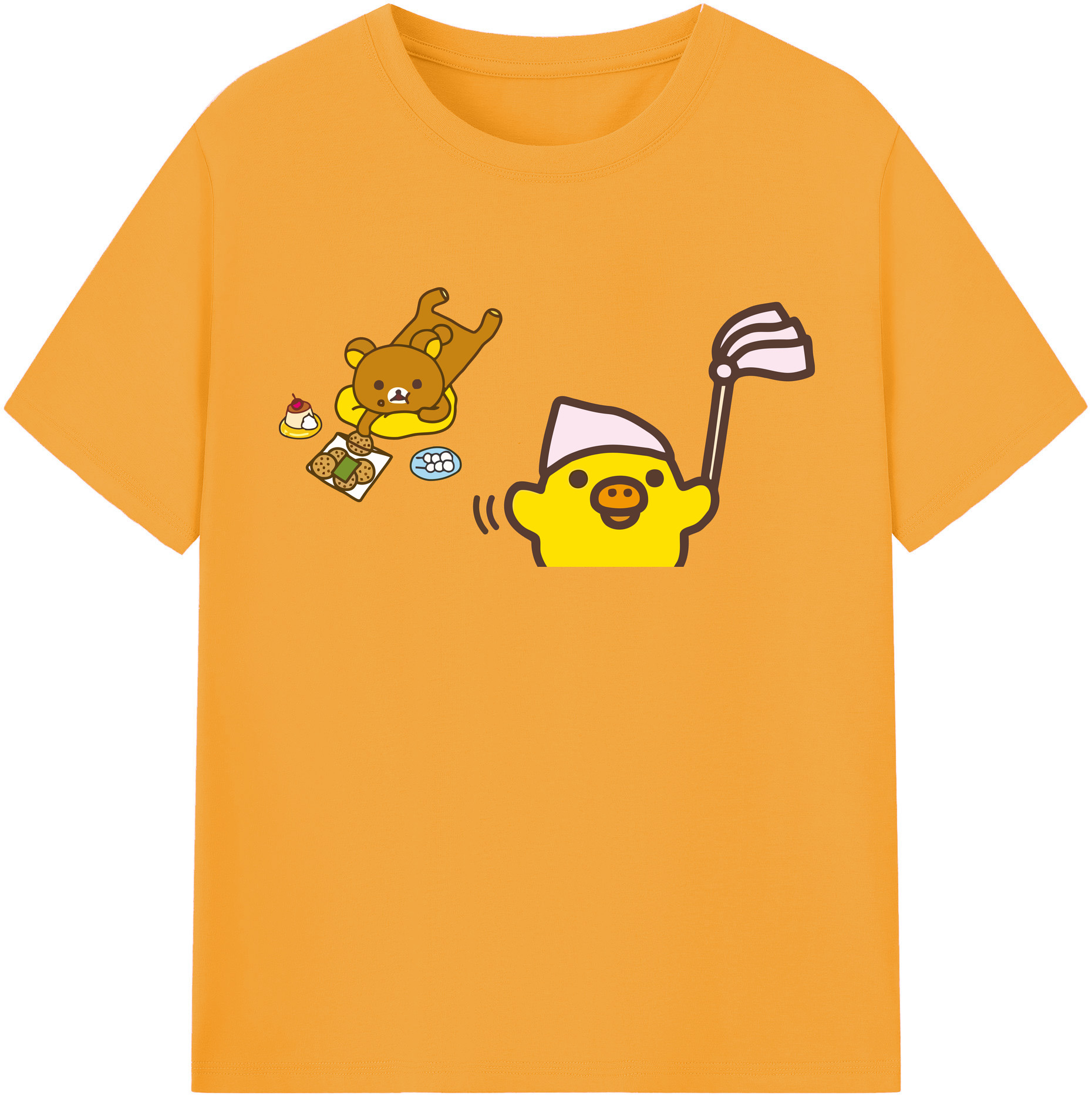 （画像用） リラックマ リラックマ キイロイトリ Rilakkuma Korilakkuma Kiiroitori レディースカジュアルプリントTシャツ（綿100％）