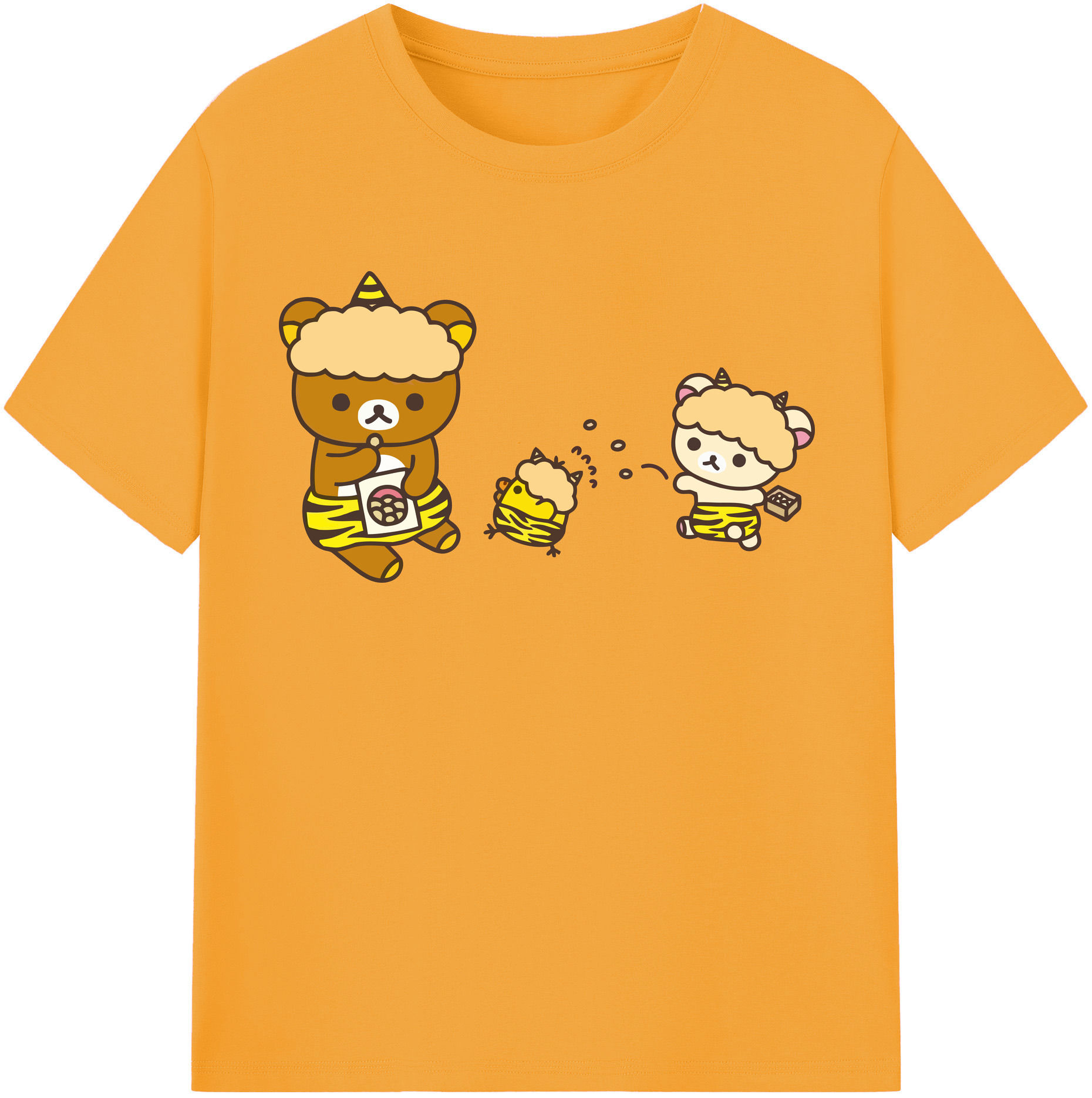 （画像用） リラックマ リラックマ キイロイトリ Rilakkuma Korilakkuma Kiiroitori レディースカジュアルプリントTシャツ（綿100％）