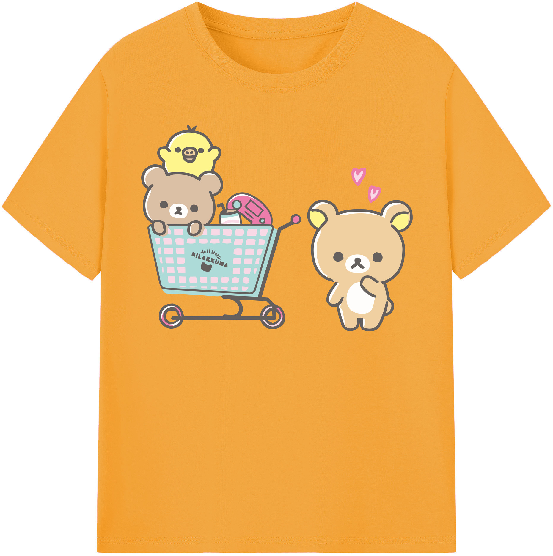 （画像用） リラックマ リラックマ キイロイトリ Rilakkuma Korilakkuma Kiiroitori レディースカジュアルプリントTシャツ（綿100％）