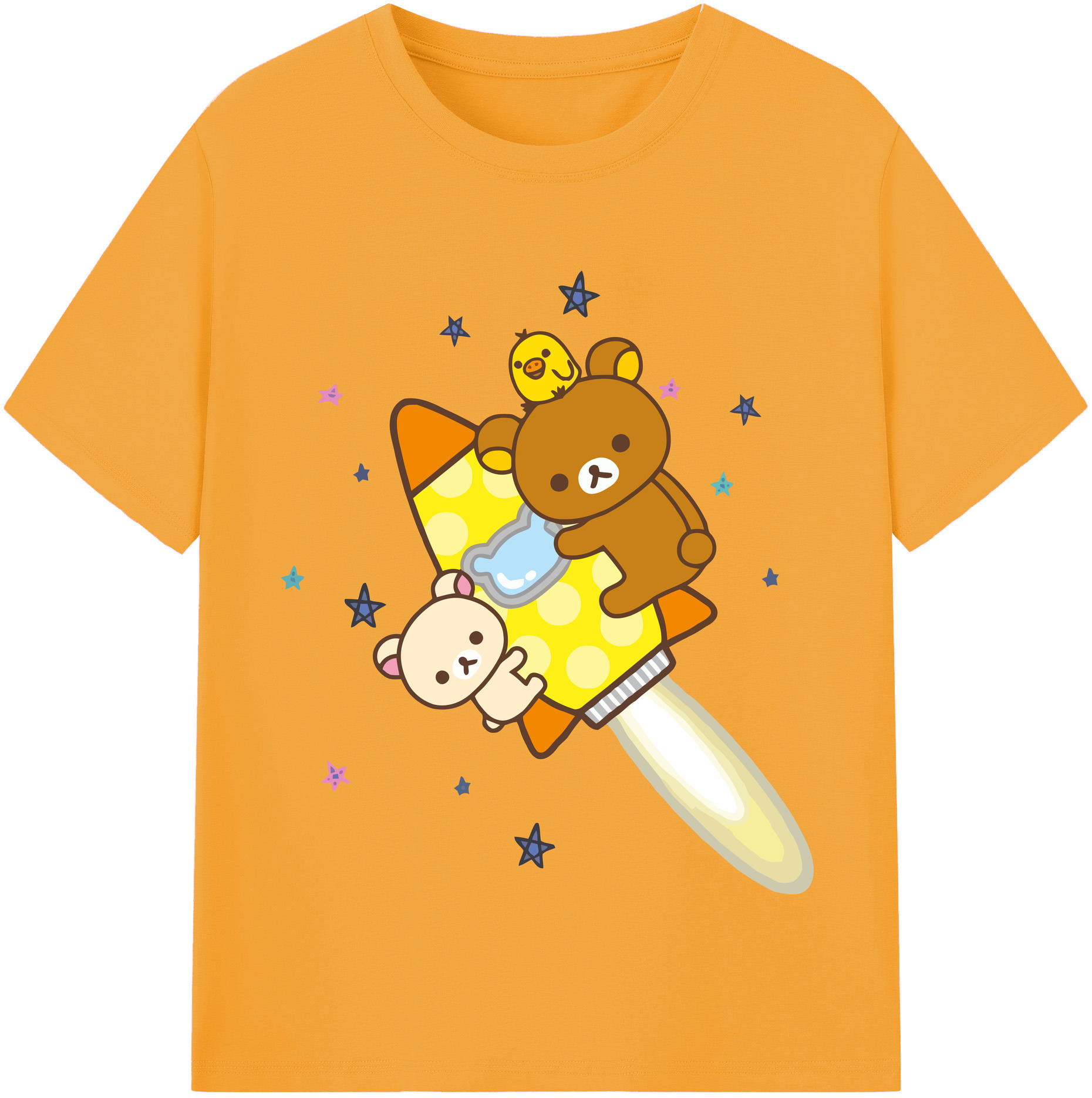 （画像用） リラックマ リラックマ キイロイトリ Rilakkuma Korilakkuma Kiiroitori レディースカジュアルプリントTシャツ（綿100％）