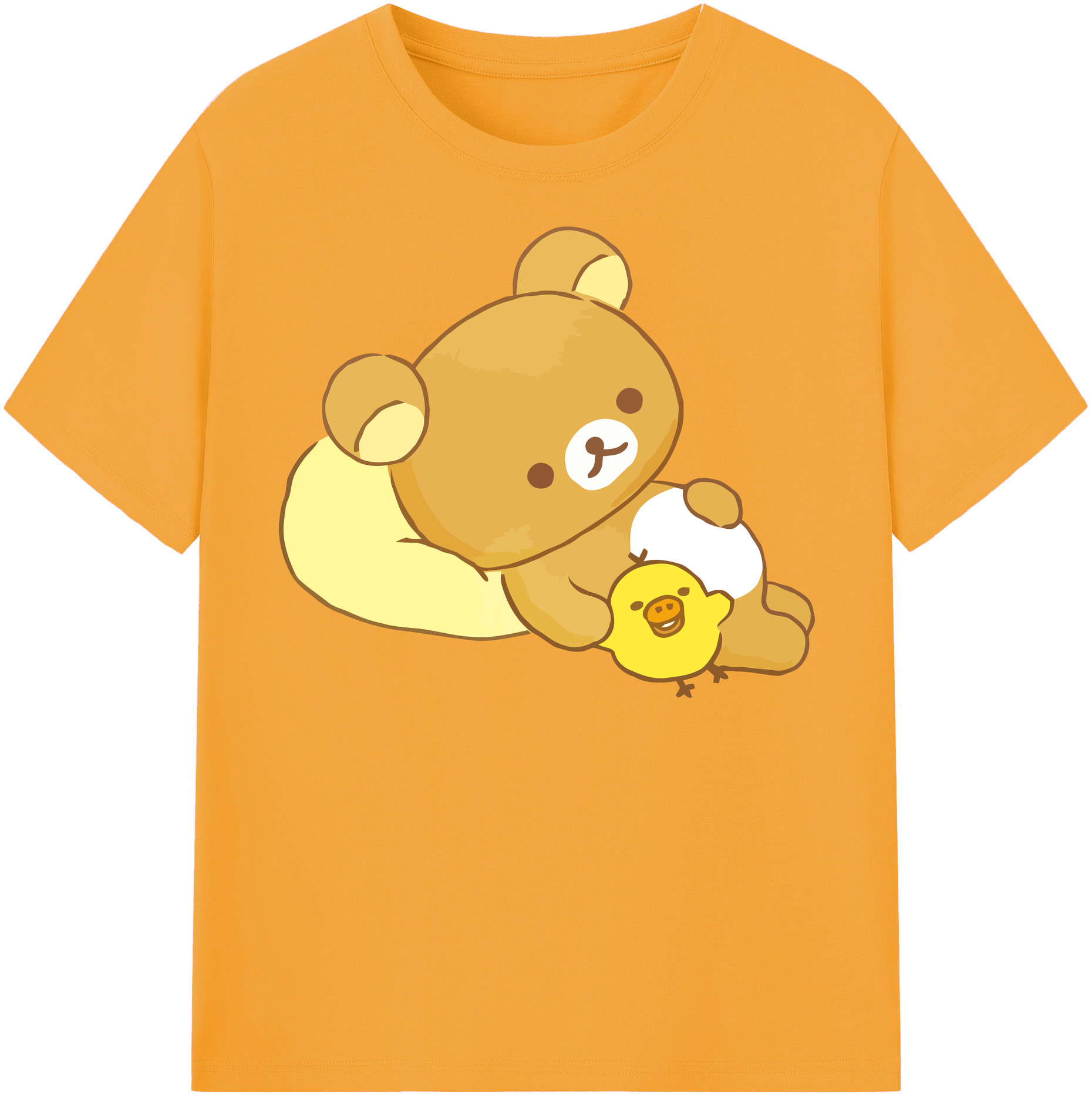 （画像用） リラックマ リラックマ キイロイトリ Rilakkuma Korilakkuma Kiiroitori レディースカジュアルプリントTシャツ（綿100％）