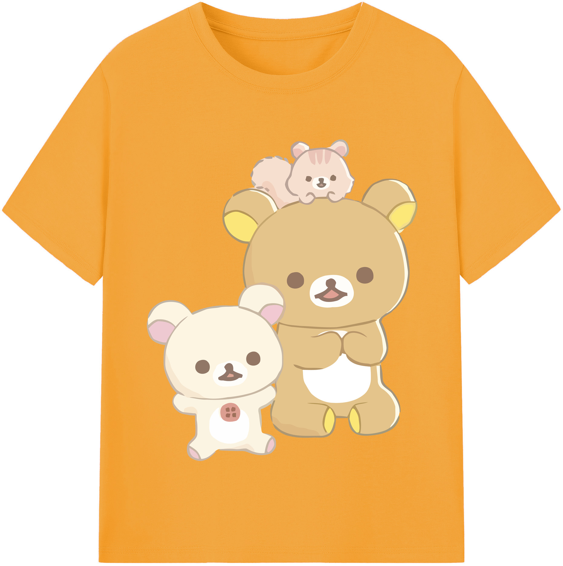 （画像用） リラックマ リラックマ キイロイトリ Rilakkuma Korilakkuma Kiiroitori レディースカジュアルプリントTシャツ（綿100％）