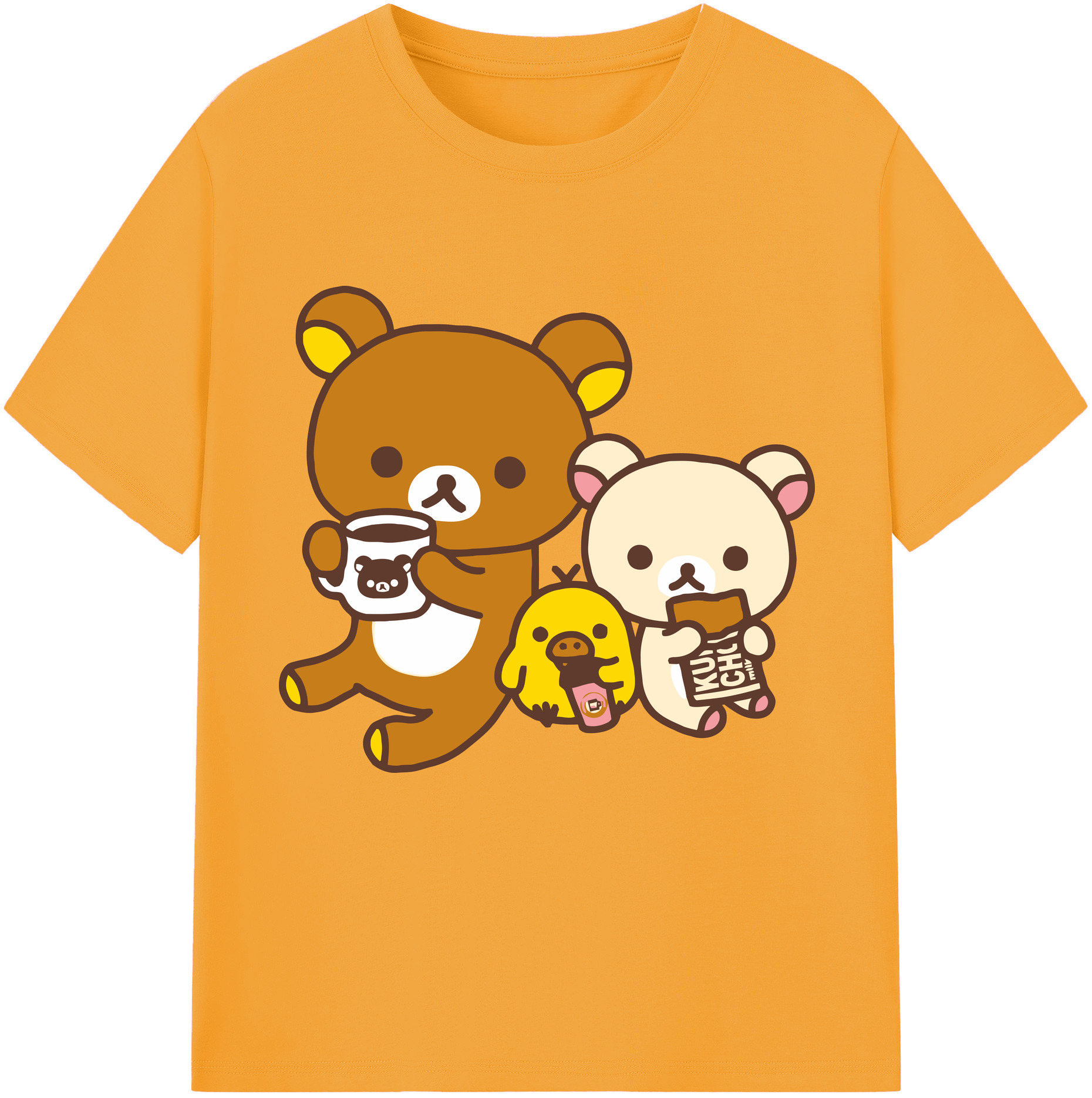 （画像用） リラックマ リラックマ キイロイトリ Rilakkuma Korilakkuma Kiiroitori レディースカジュアルプリントTシャツ（綿100％）