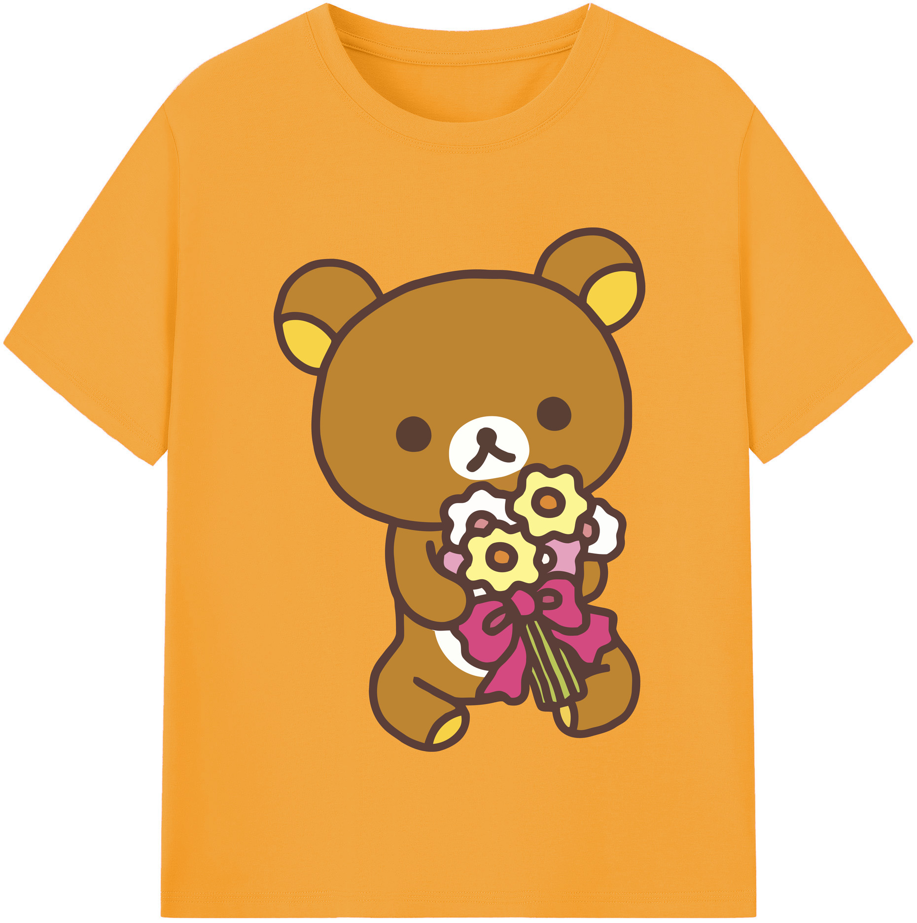 （画像用） リラックマ リラックマ キイロイトリ Rilakkuma Korilakkuma Kiiroitori レディースカジュアルプリントTシャツ（綿100％）