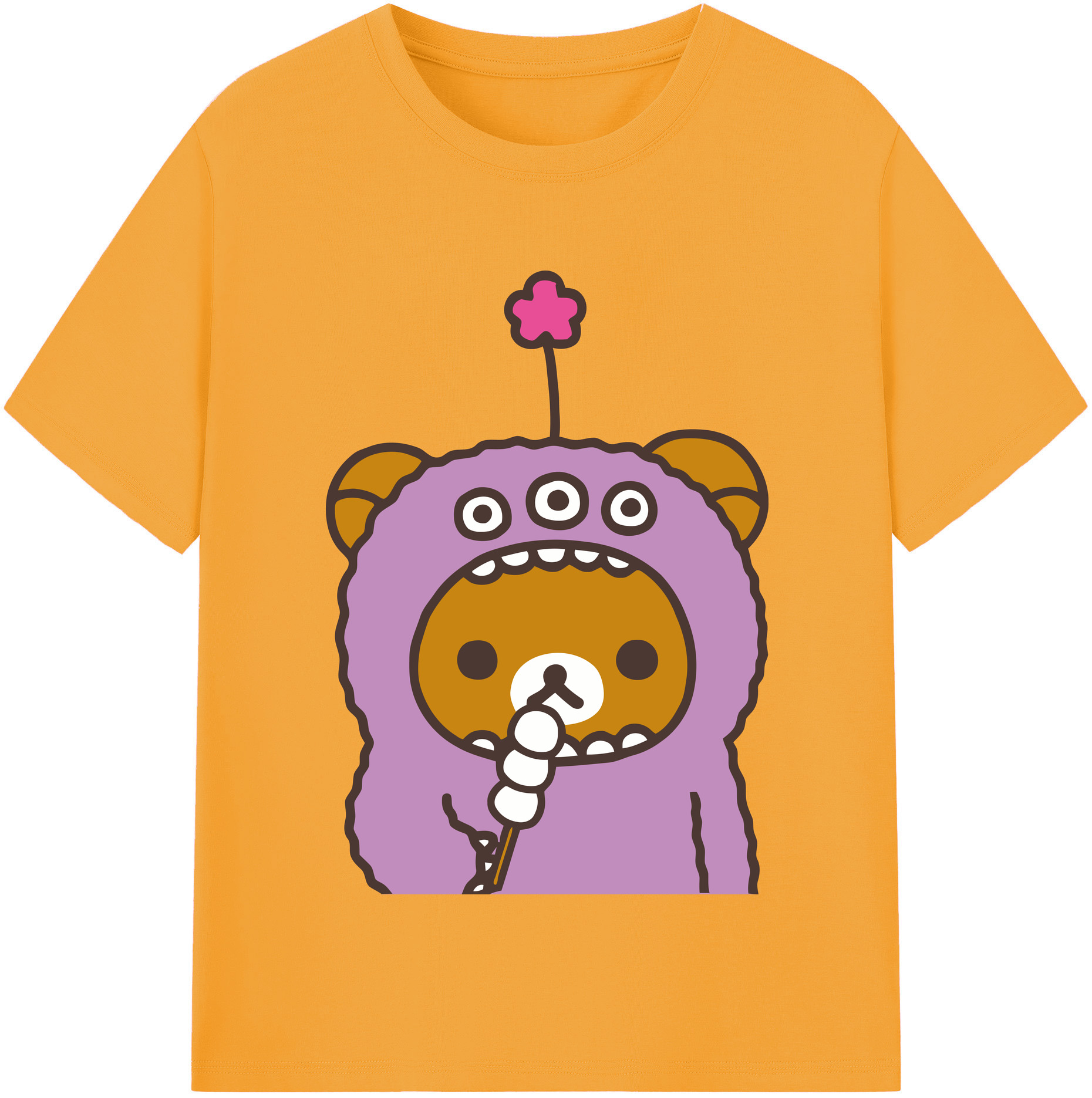 （画像用） リラックマ リラックマ キイロイトリ Rilakkuma Korilakkuma Kiiroitori レディースカジュアルプリントTシャツ（綿100％）