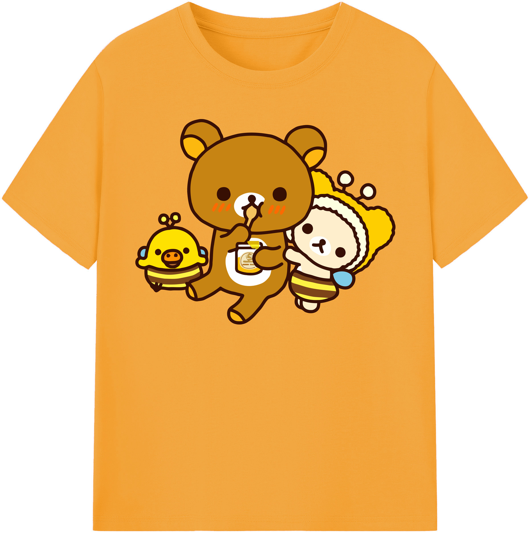 （画像用） リラックマ リラックマ キイロイトリ Rilakkuma Korilakkuma Kiiroitori レディースカジュアルプリントTシャツ（綿100％）