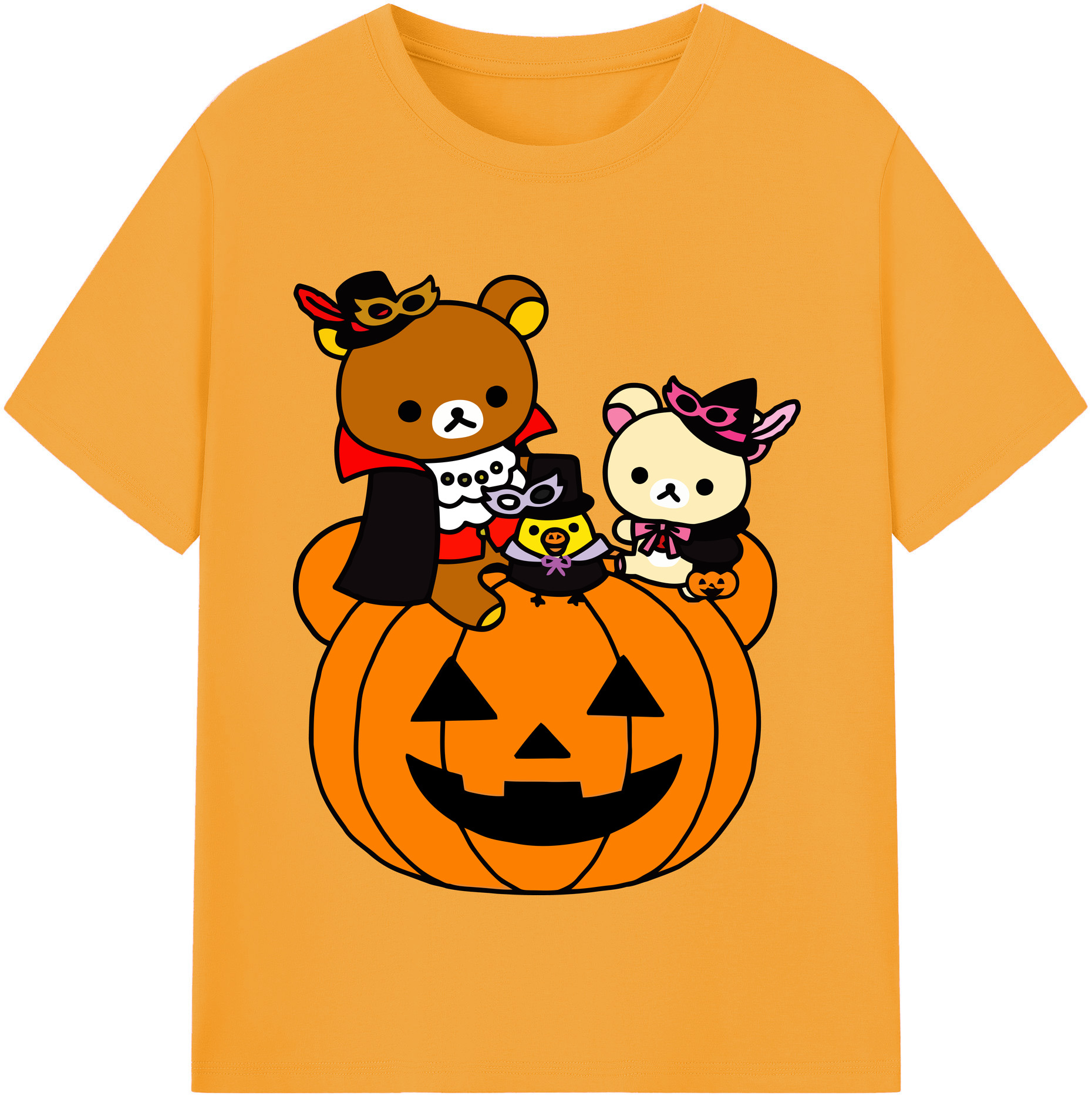 （画像用） リラックマ リラックマ キイロイトリ Rilakkuma Korilakkuma Kiiroitori レディースカジュアルプリントTシャツ（綿100％）