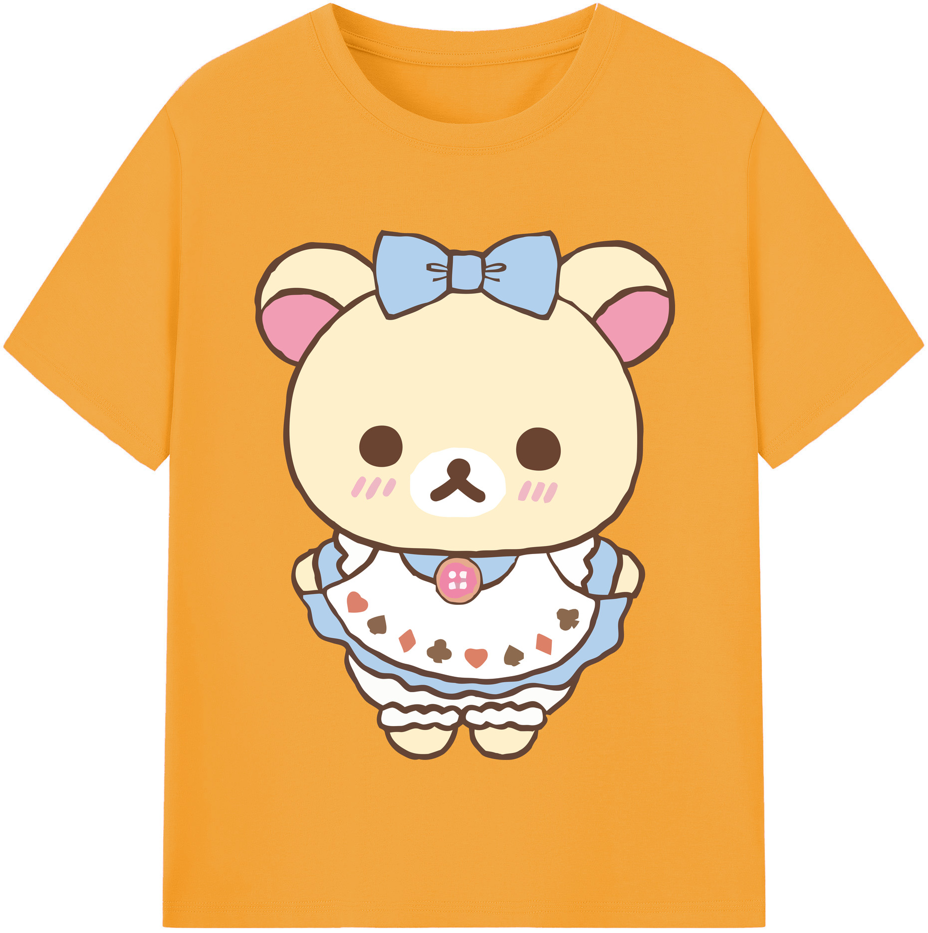 （画像用） リラックマ リラックマ キイロイトリ Rilakkuma Korilakkuma Kiiroitori レディースカジュアルプリントTシャツ（綿100％）