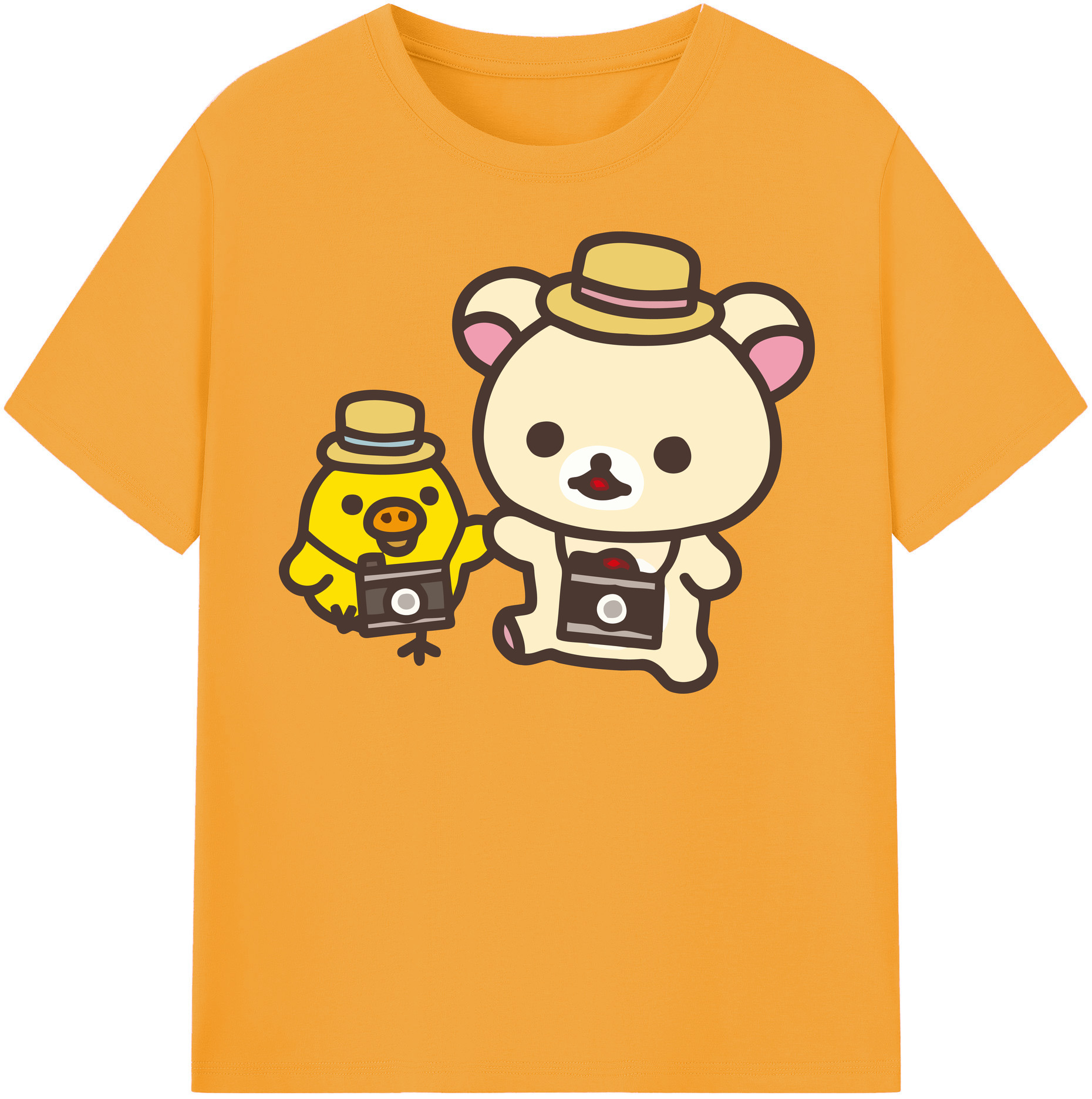 （画像用） リラックマ リラックマ キイロイトリ Rilakkuma Korilakkuma Kiiroitori レディースカジュアルプリントTシャツ（綿100％）