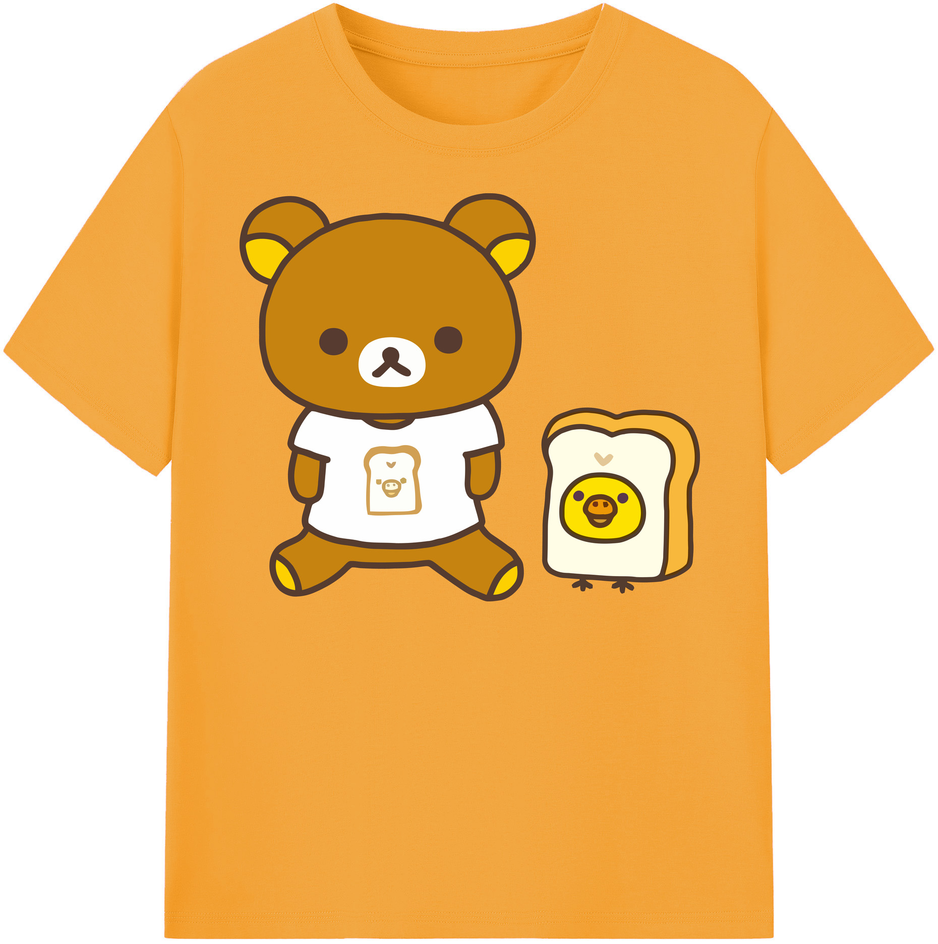 （画像用） リラックマ リラックマ キイロイトリ Rilakkuma Korilakkuma Kiiroitori レディースカジュアルプリントTシャツ（綿100％）
