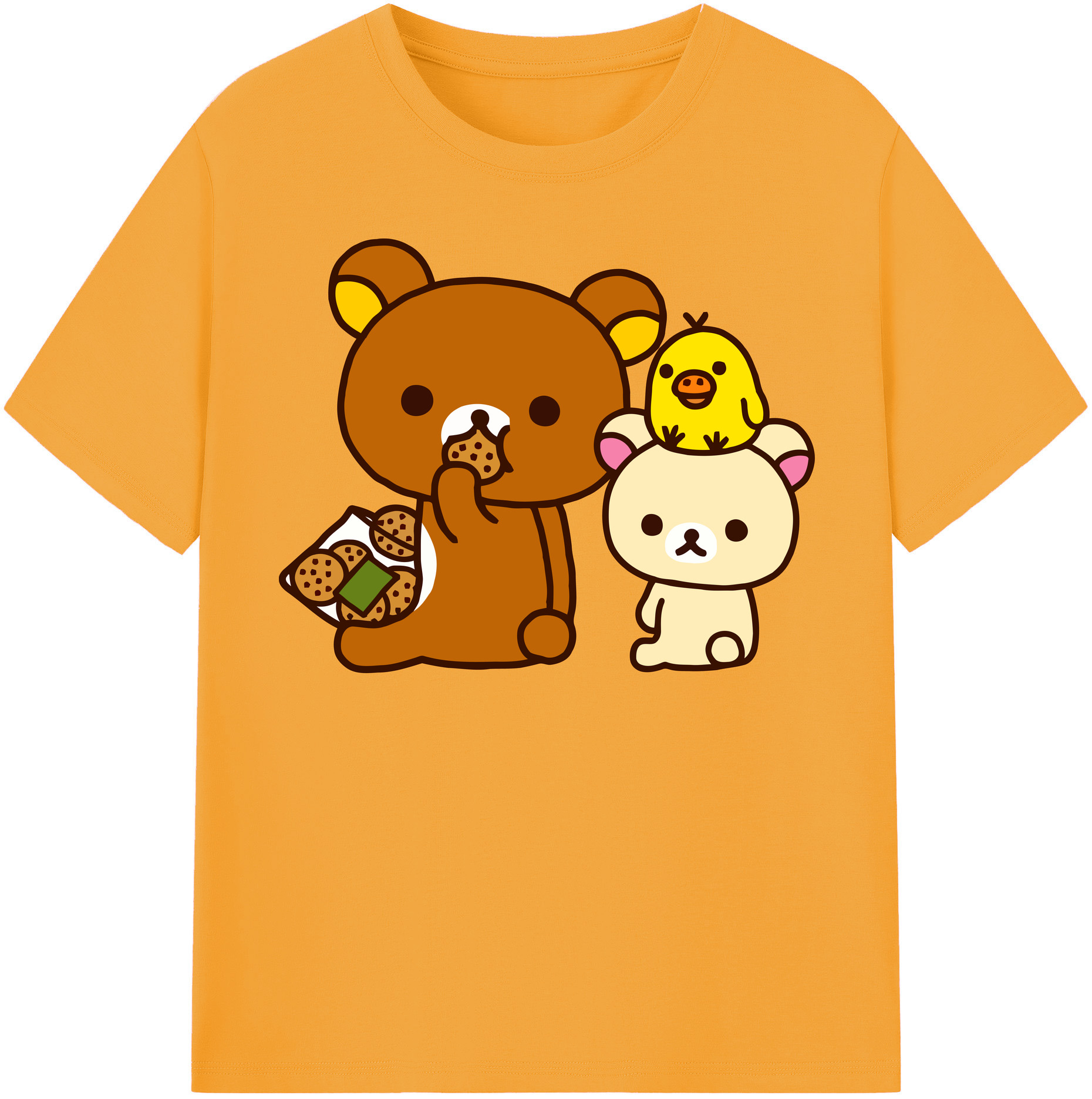 （画像用） リラックマ リラックマ キイロイトリ Rilakkuma Korilakkuma Kiiroitori レディースカジュアルプリントTシャツ（綿100％）