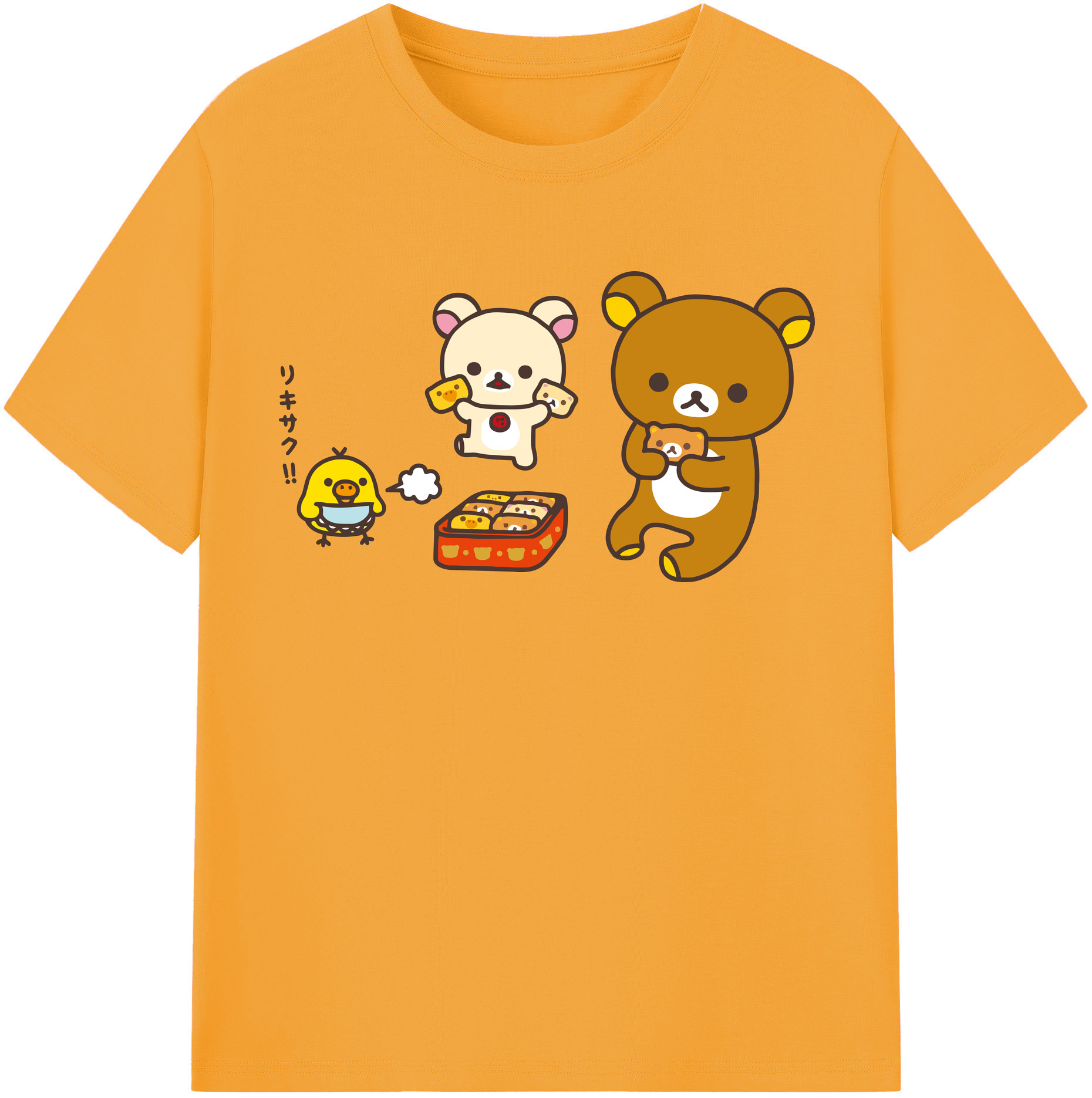 （画像用） リラックマ リラックマ キイロイトリ Rilakkuma Korilakkuma Kiiroitori レディースカジュアルプリントTシャツ（綿100％）