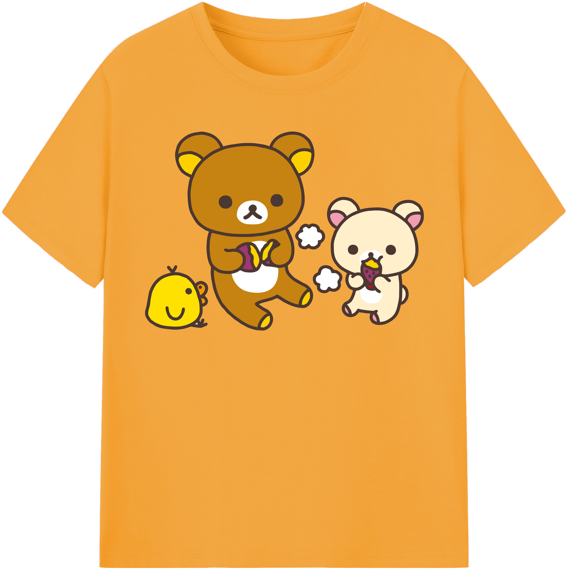 （画像用） リラックマ リラックマ キイロイトリ Rilakkuma Korilakkuma Kiiroitori レディースカジュアルプリントTシャツ（綿100％）