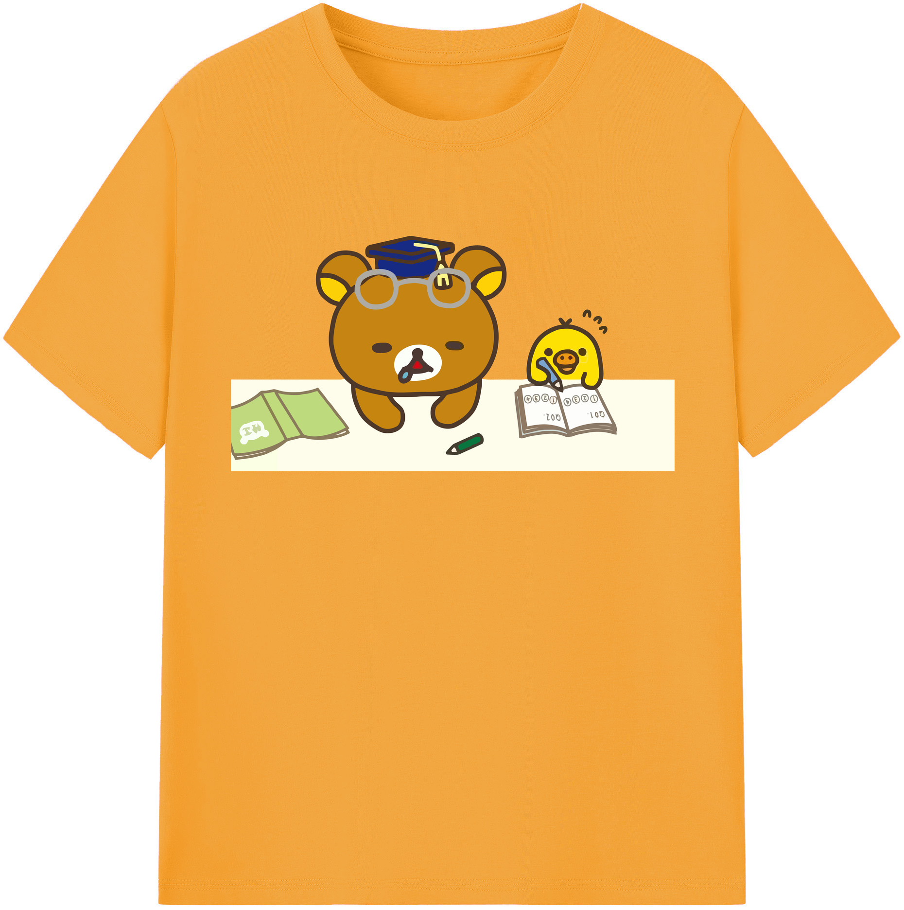 （画像用） リラックマ リラックマ キイロイトリ Rilakkuma Korilakkuma Kiiroitori レディースカジュアルプリントTシャツ（綿100％）