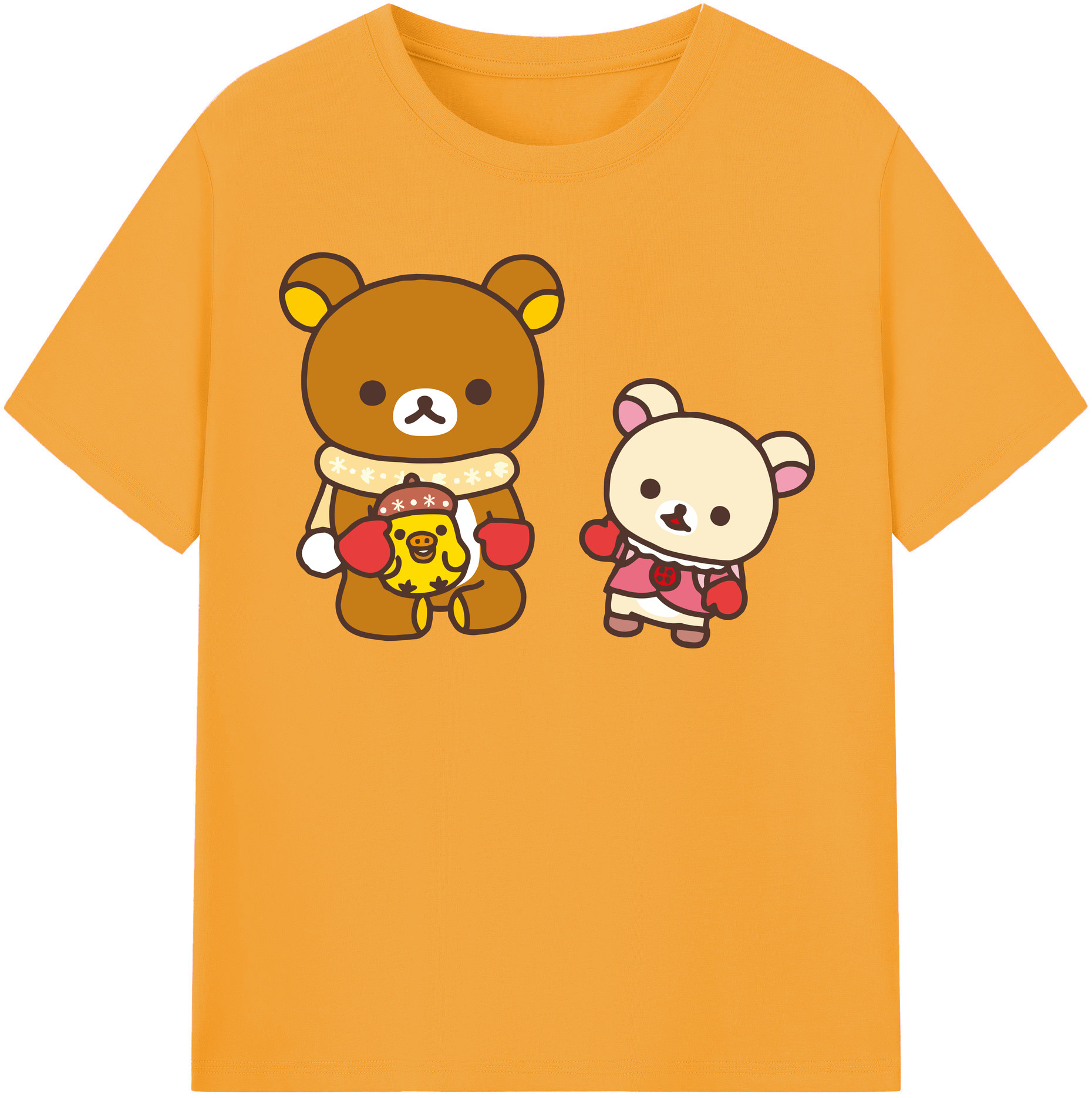 （画像用） リラックマ リラックマ キイロイトリ Rilakkuma Korilakkuma Kiiroitori レディースカジュアルプリントTシャツ（綿100％）