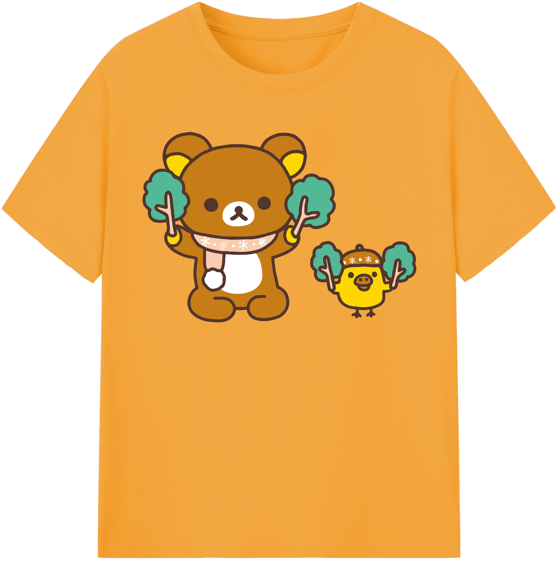 （画像用） リラックマ リラックマ キイロイトリ Rilakkuma Korilakkuma Kiiroitori レディースカジュアルプリントTシャツ（綿100％）