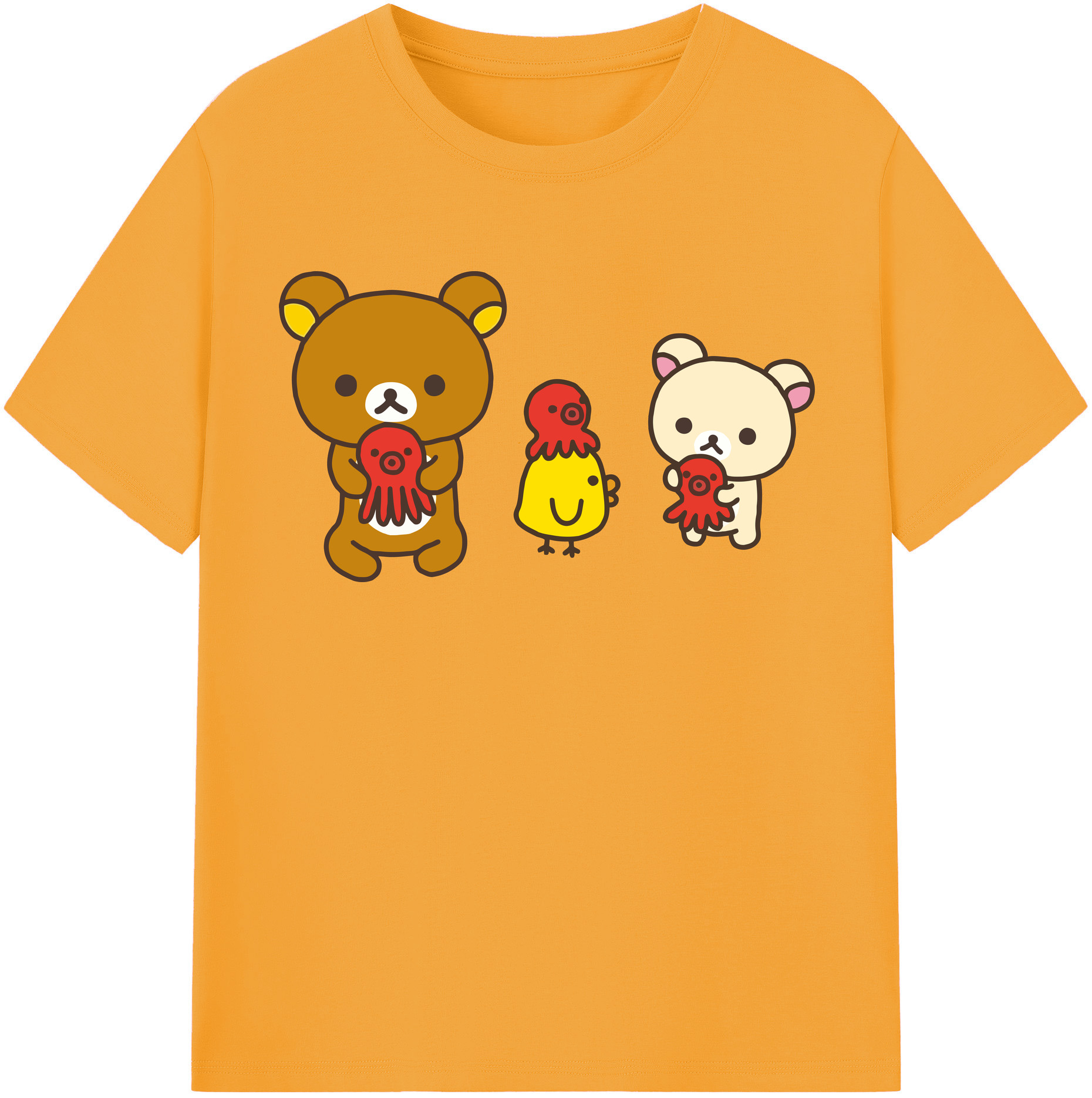 （画像用） リラックマ リラックマ キイロイトリ Rilakkuma Korilakkuma Kiiroitori レディースカジュアルプリントTシャツ（綿100％）