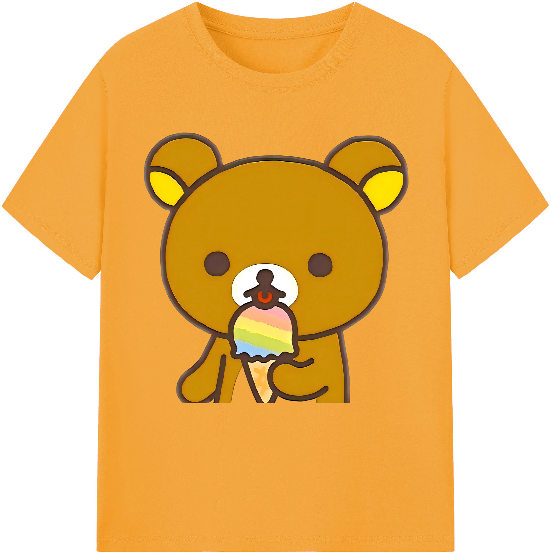 （画像用） リラックマ リラックマ キイロイトリ Rilakkuma Korilakkuma Kiiroitori レディースカジュアルプリントTシャツ（綿100％）
