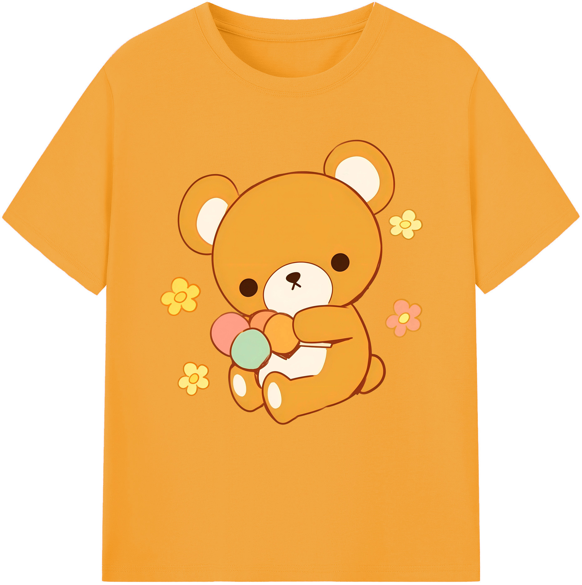 （画像用） リラックマ リラックマ キイロイトリ Rilakkuma Korilakkuma Kiiroitori レディースカジュアルプリントTシャツ（綿100％）