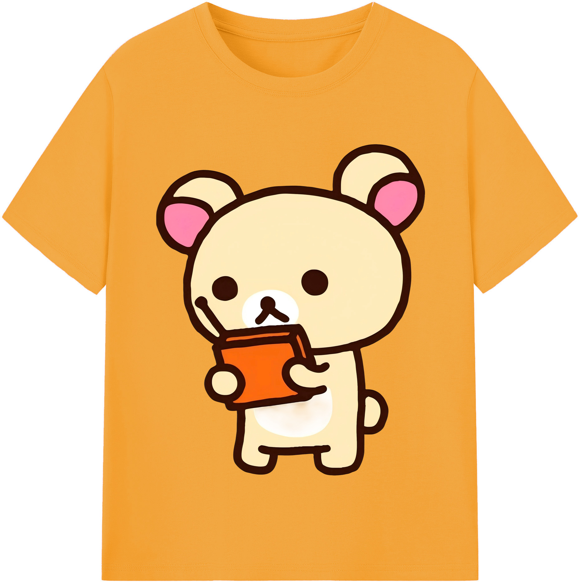 （画像用） リラックマ リラックマ キイロイトリ Rilakkuma Korilakkuma Kiiroitori レディースカジュアルプリントTシャツ（綿100％）