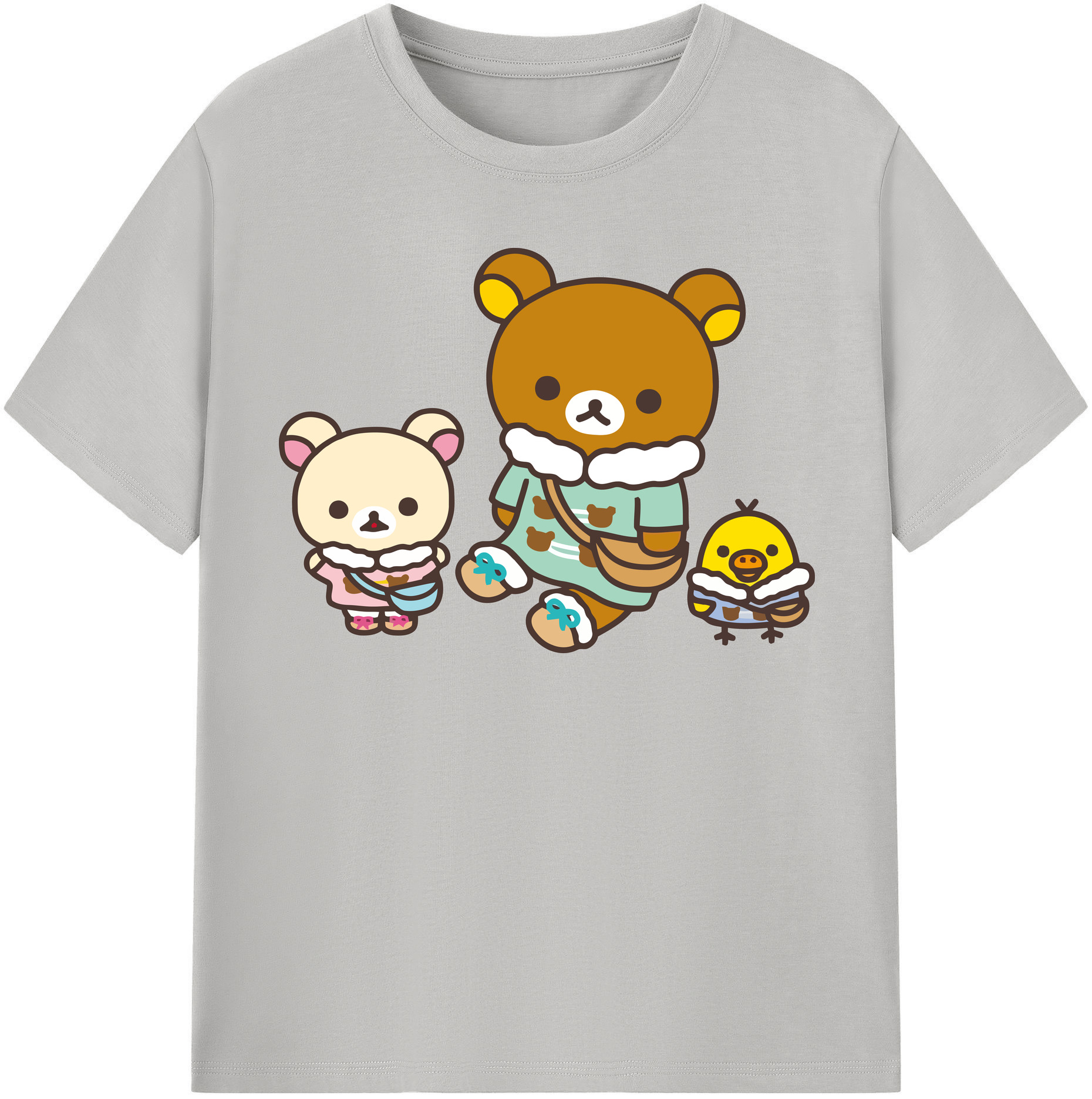 （画像用） リラックマ リラックマ キイロイトリ Rilakkuma Korilakkuma Kiiroitori レディースカジュアルプリントTシャツ（綿100％）