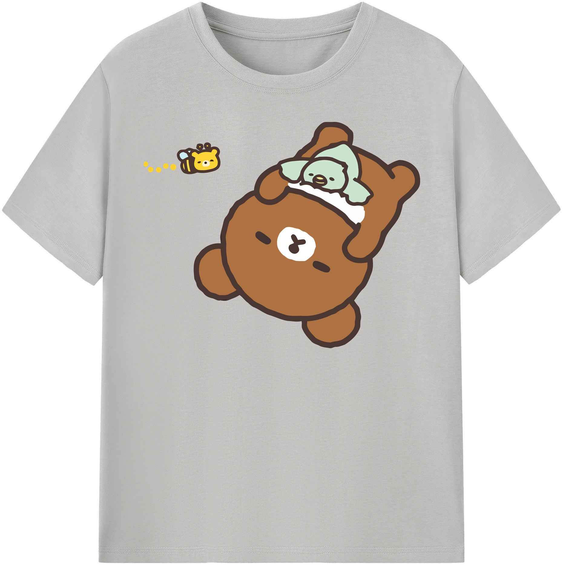 （画像用） リラックマ リラックマ キイロイトリ Rilakkuma Korilakkuma Kiiroitori レディースカジュアルプリントTシャツ（綿100％）