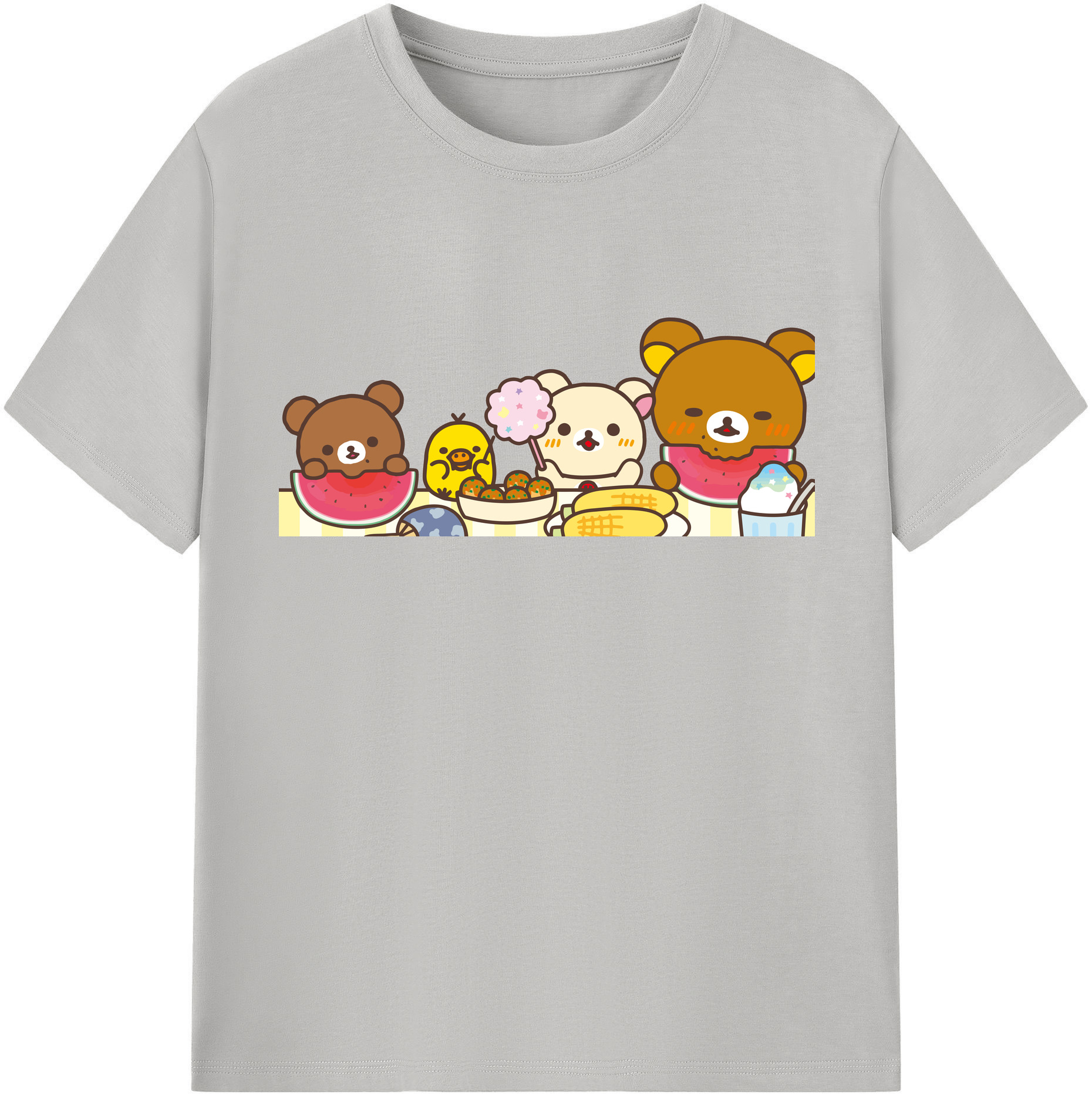 （画像用） リラックマ リラックマ キイロイトリ Rilakkuma Korilakkuma Kiiroitori レディースカジュアルプリントTシャツ（綿100％）