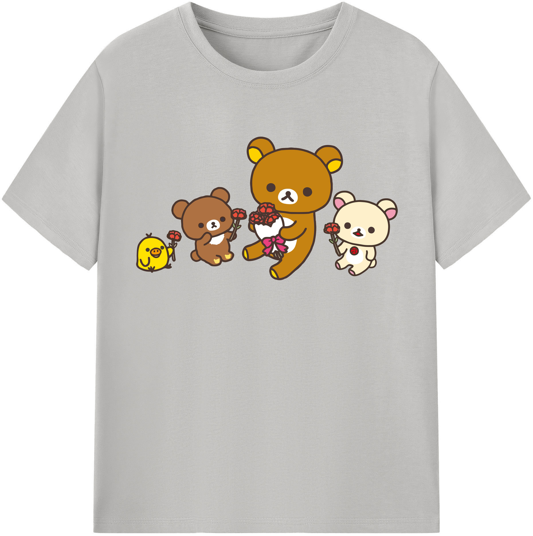（画像用） リラックマ リラックマ キイロイトリ Rilakkuma Korilakkuma Kiiroitori レディースカジュアルプリントTシャツ（綿100％）