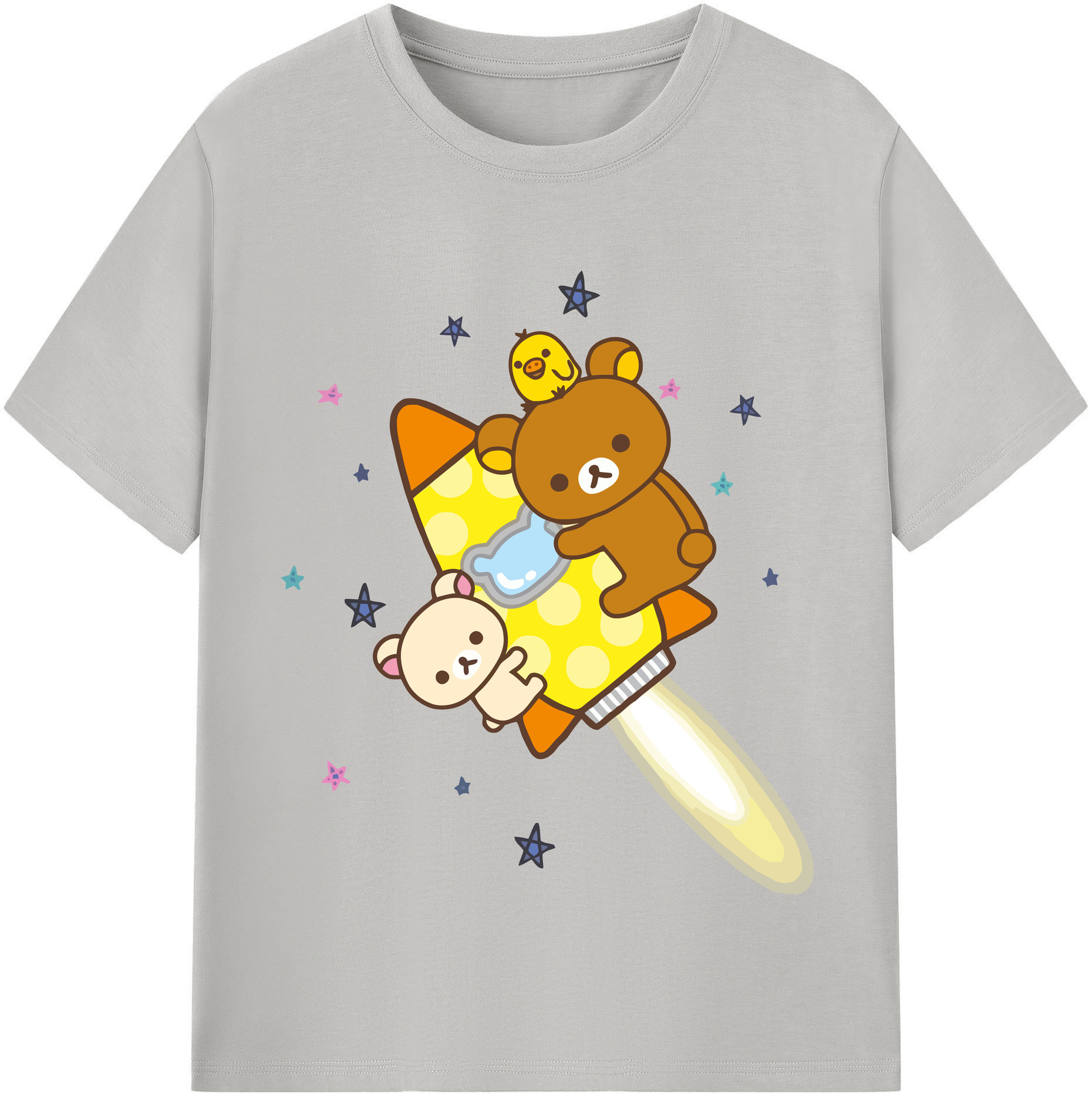 （画像用） リラックマ リラックマ キイロイトリ Rilakkuma Korilakkuma Kiiroitori レディースカジュアルプリントTシャツ（綿100％）