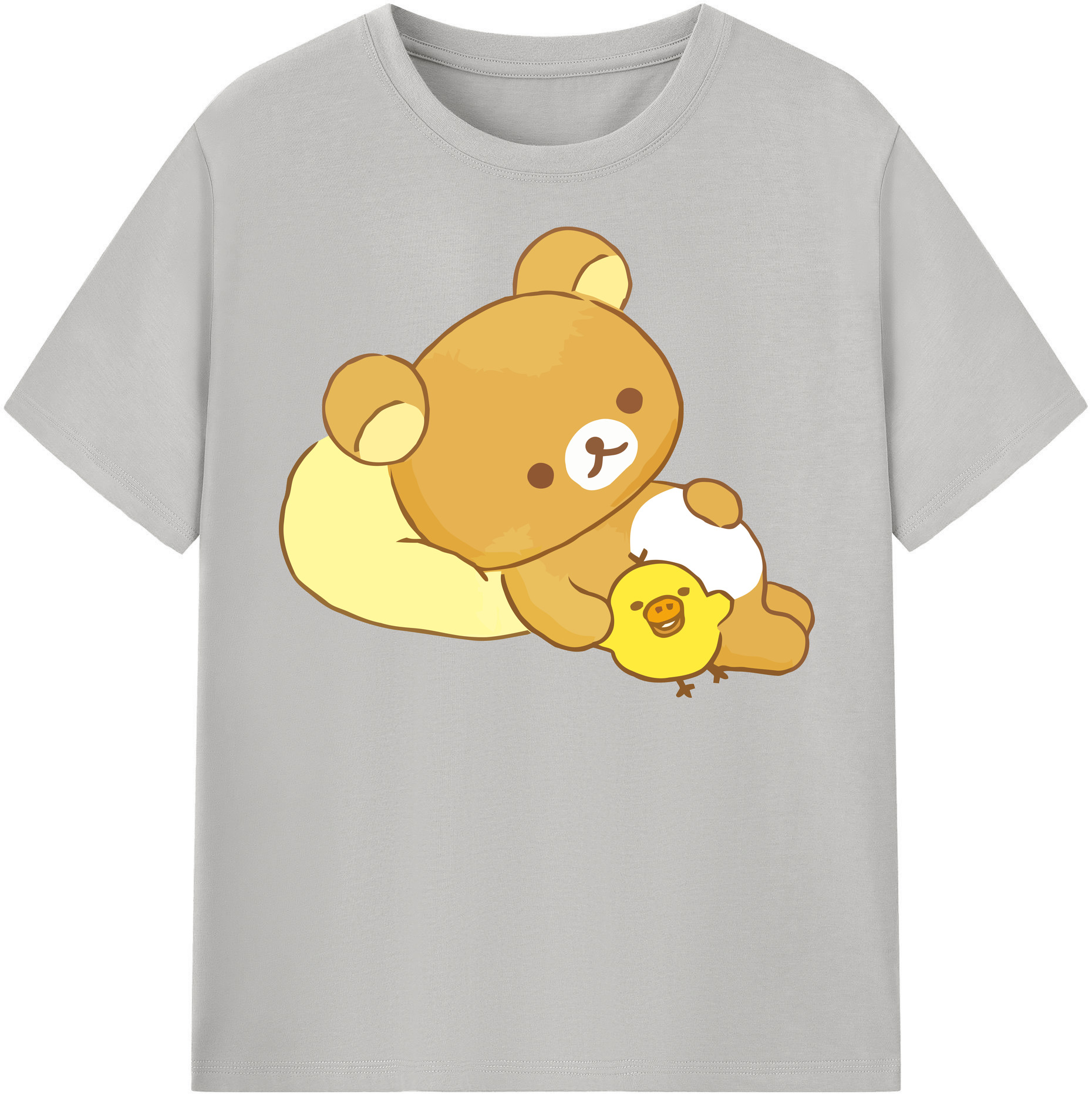 （画像用） リラックマ リラックマ キイロイトリ Rilakkuma Korilakkuma Kiiroitori レディースカジュアルプリントTシャツ（綿100％）