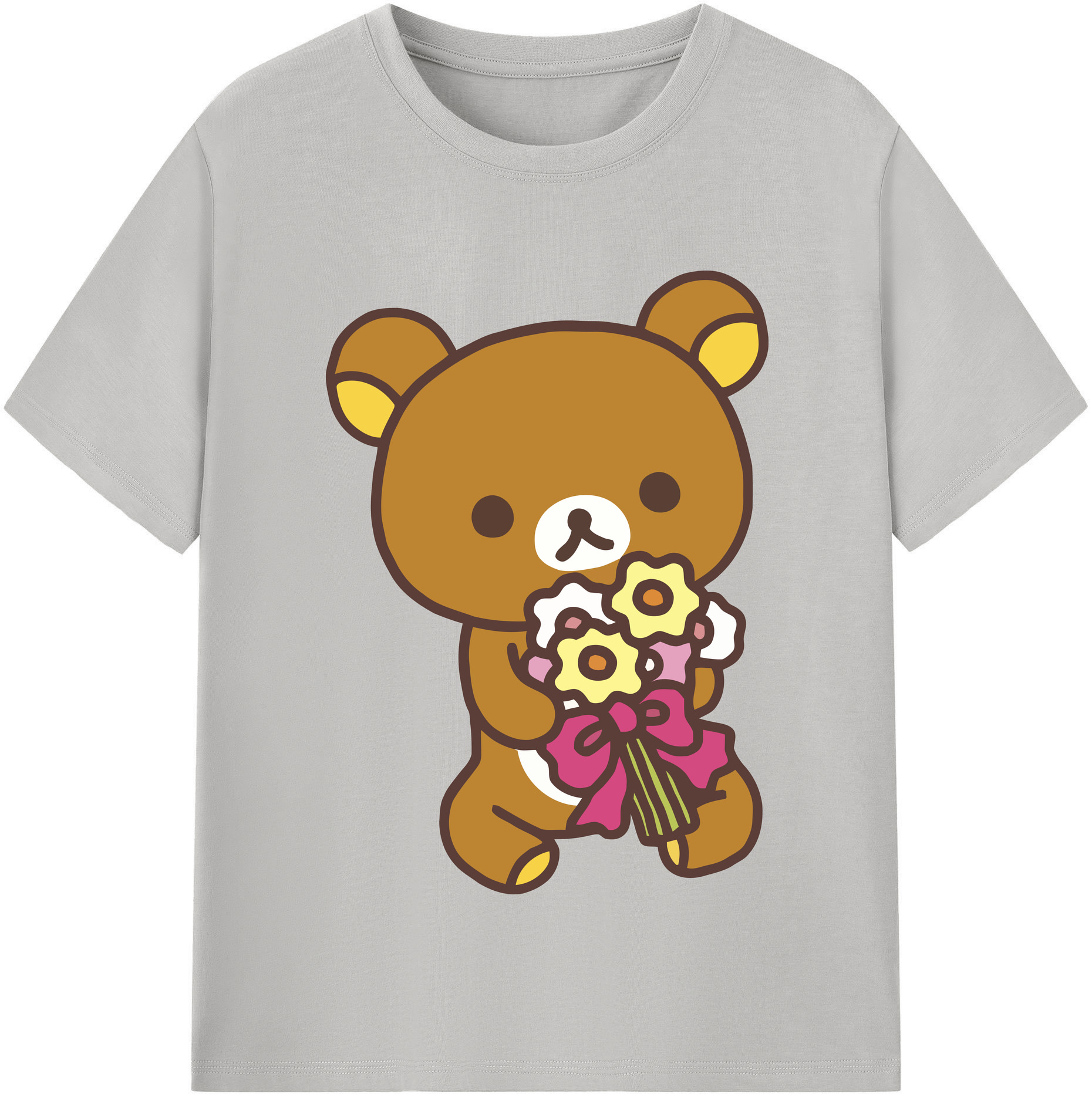 （画像用） リラックマ リラックマ キイロイトリ Rilakkuma Korilakkuma Kiiroitori レディースカジュアルプリントTシャツ（綿100％）