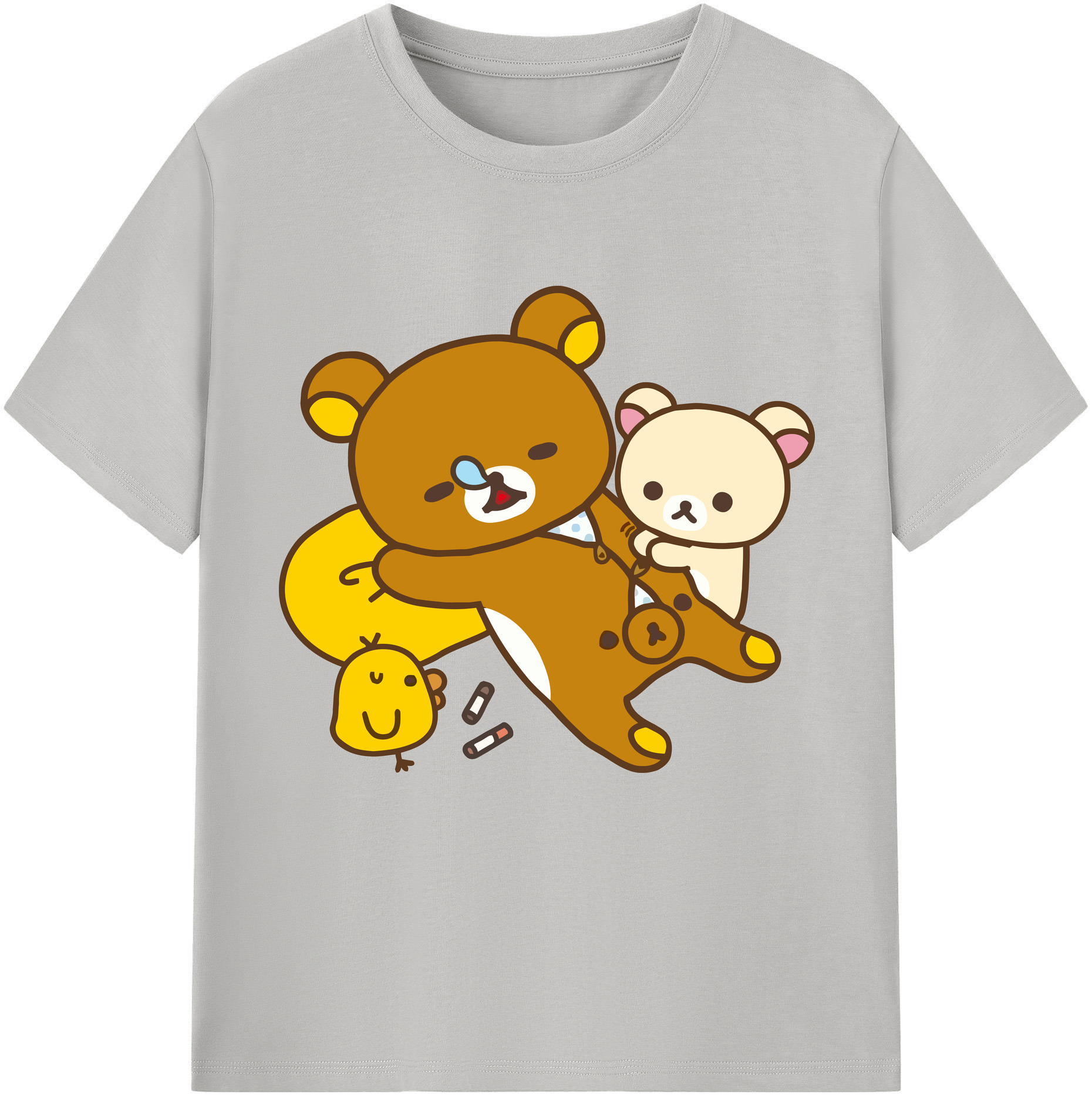 （画像用） リラックマ リラックマ キイロイトリ Rilakkuma Korilakkuma Kiiroitori レディースカジュアルプリントTシャツ（綿100％）