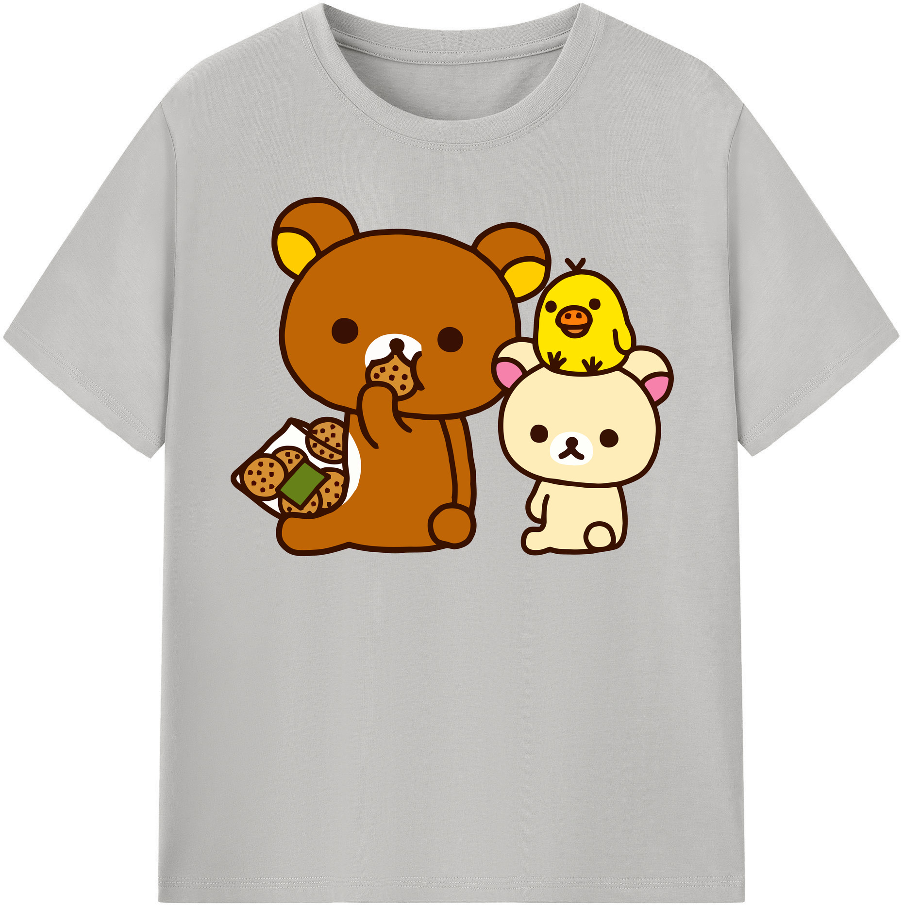 （画像用） リラックマ リラックマ キイロイトリ Rilakkuma Korilakkuma Kiiroitori レディースカジュアルプリントTシャツ（綿100％）