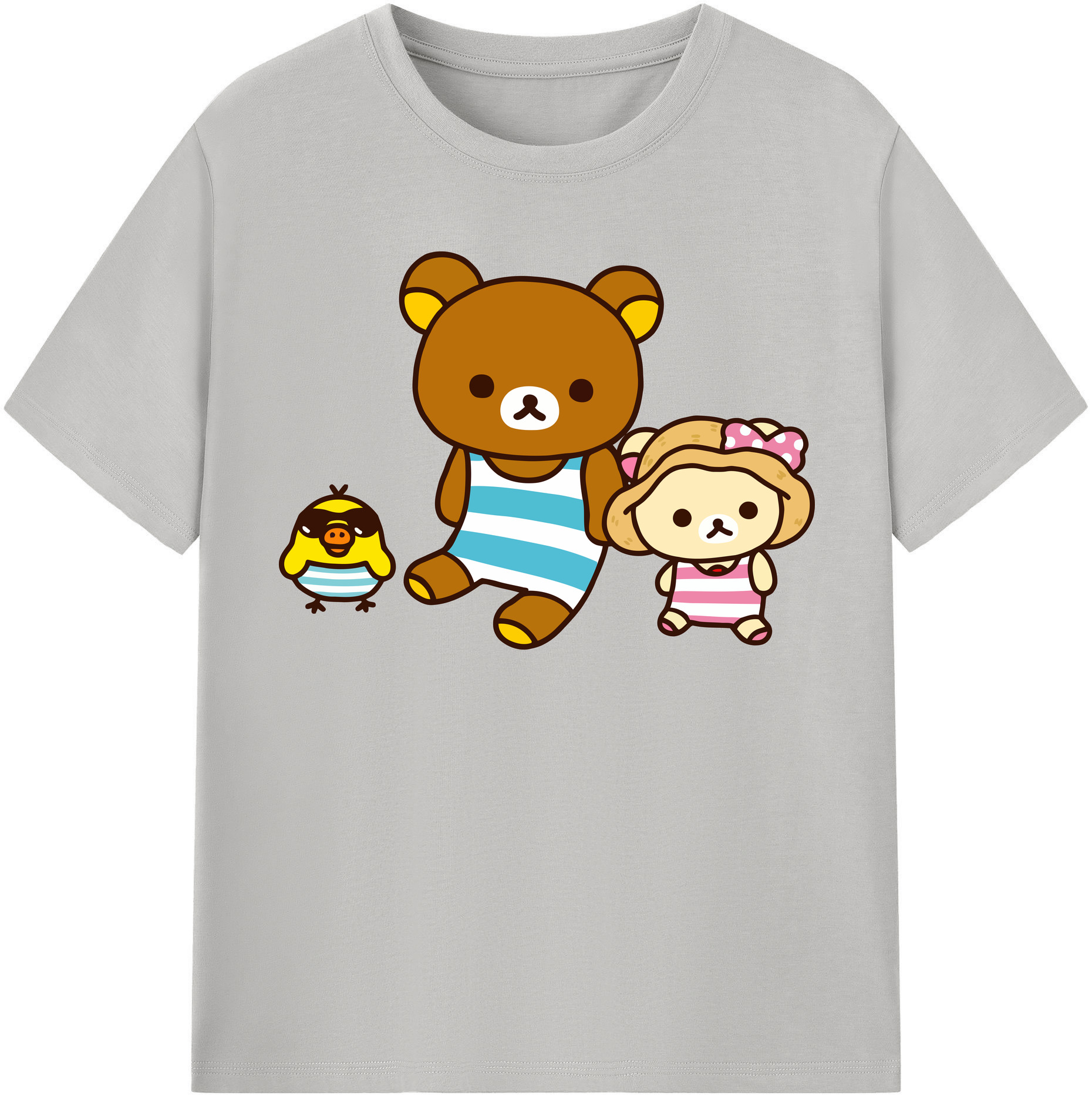 （画像用） リラックマ リラックマ キイロイトリ Rilakkuma Korilakkuma Kiiroitori レディースカジュアルプリントTシャツ（綿100％）