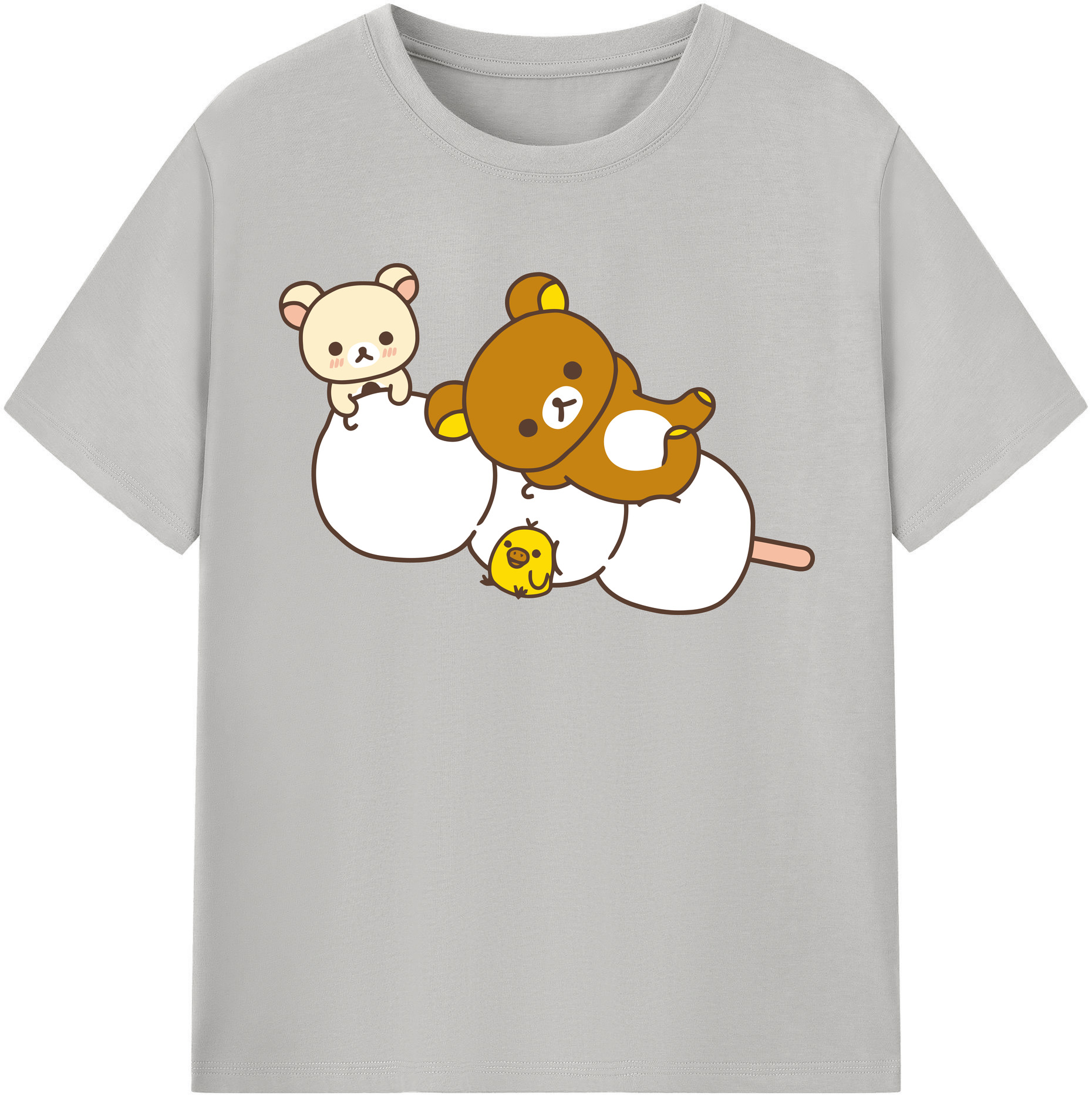 （画像用） リラックマ リラックマ キイロイトリ Rilakkuma Korilakkuma Kiiroitori レディースカジュアルプリントTシャツ（綿100％）