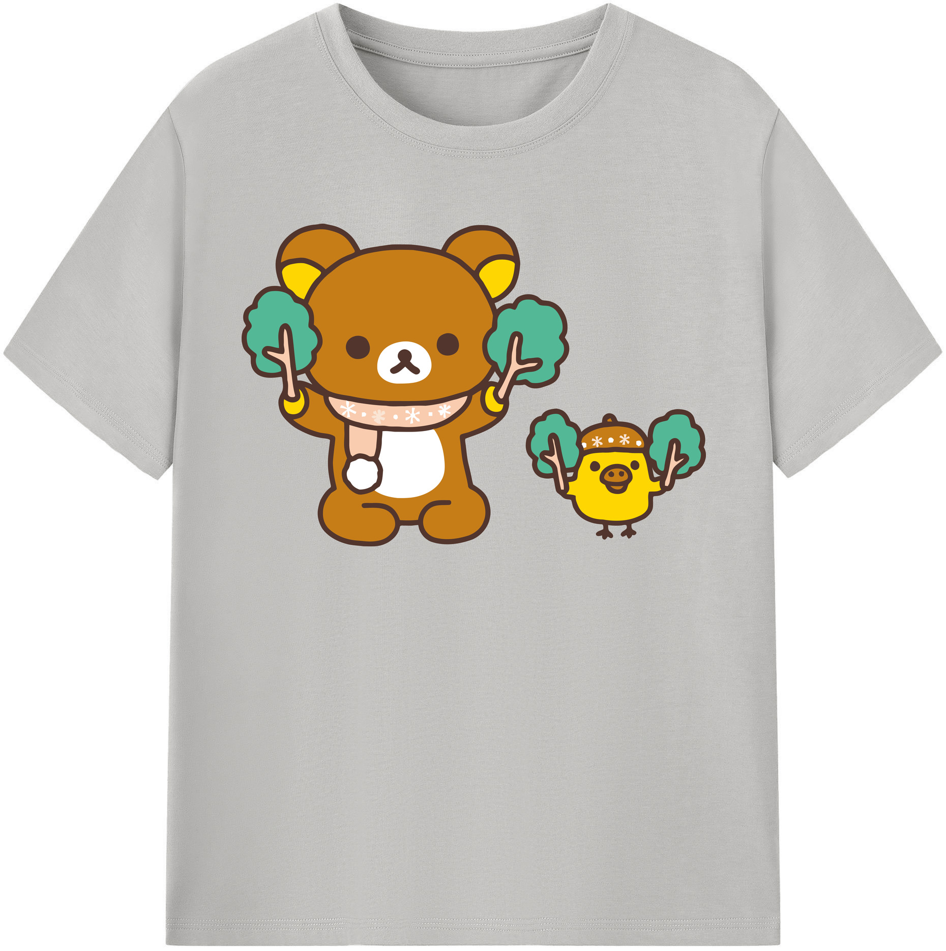 （画像用） リラックマ リラックマ キイロイトリ Rilakkuma Korilakkuma Kiiroitori レディースカジュアルプリントTシャツ（綿100％）