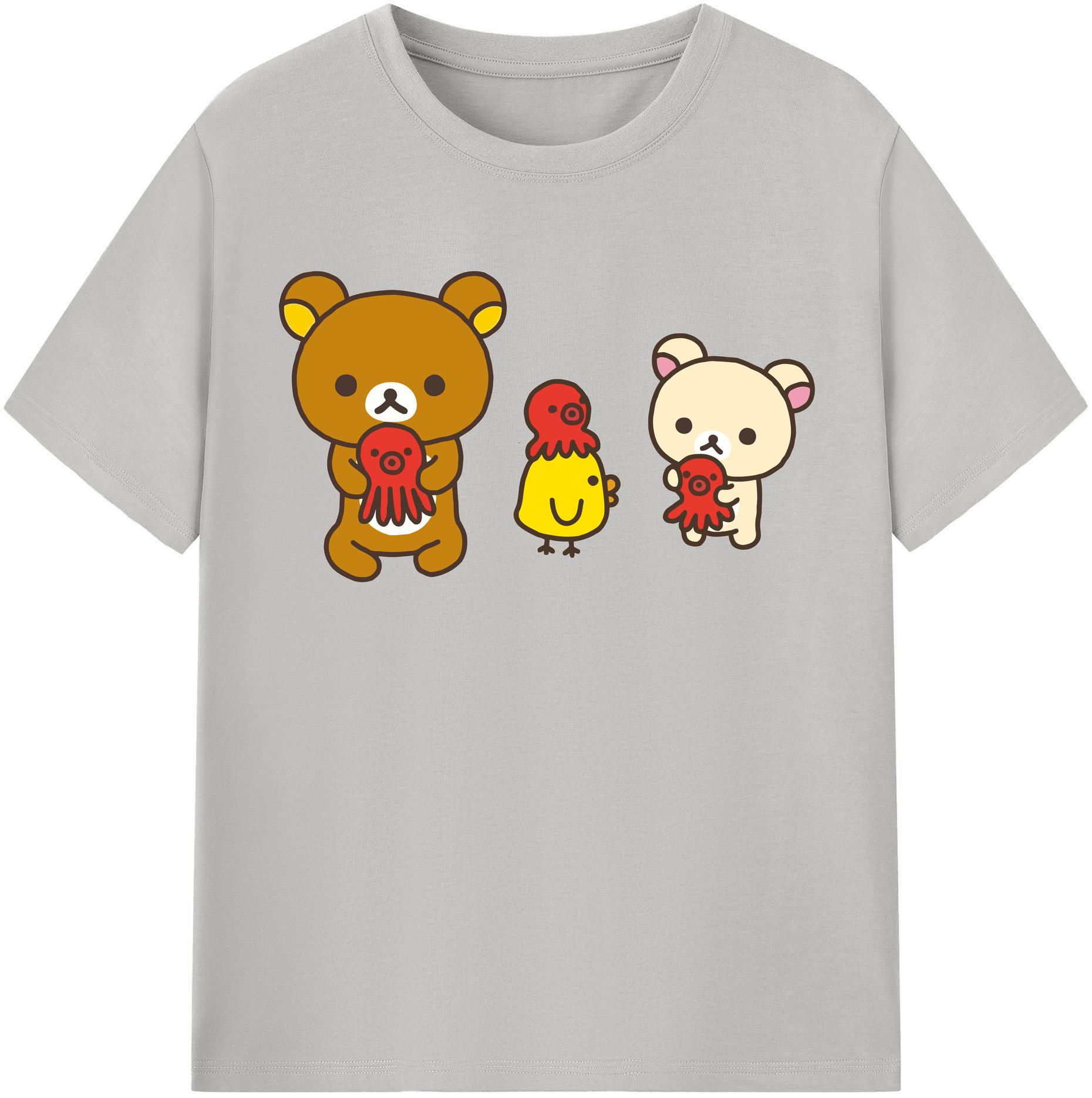 （画像用） リラックマ リラックマ キイロイトリ Rilakkuma Korilakkuma Kiiroitori レディースカジュアルプリントTシャツ（綿100％）