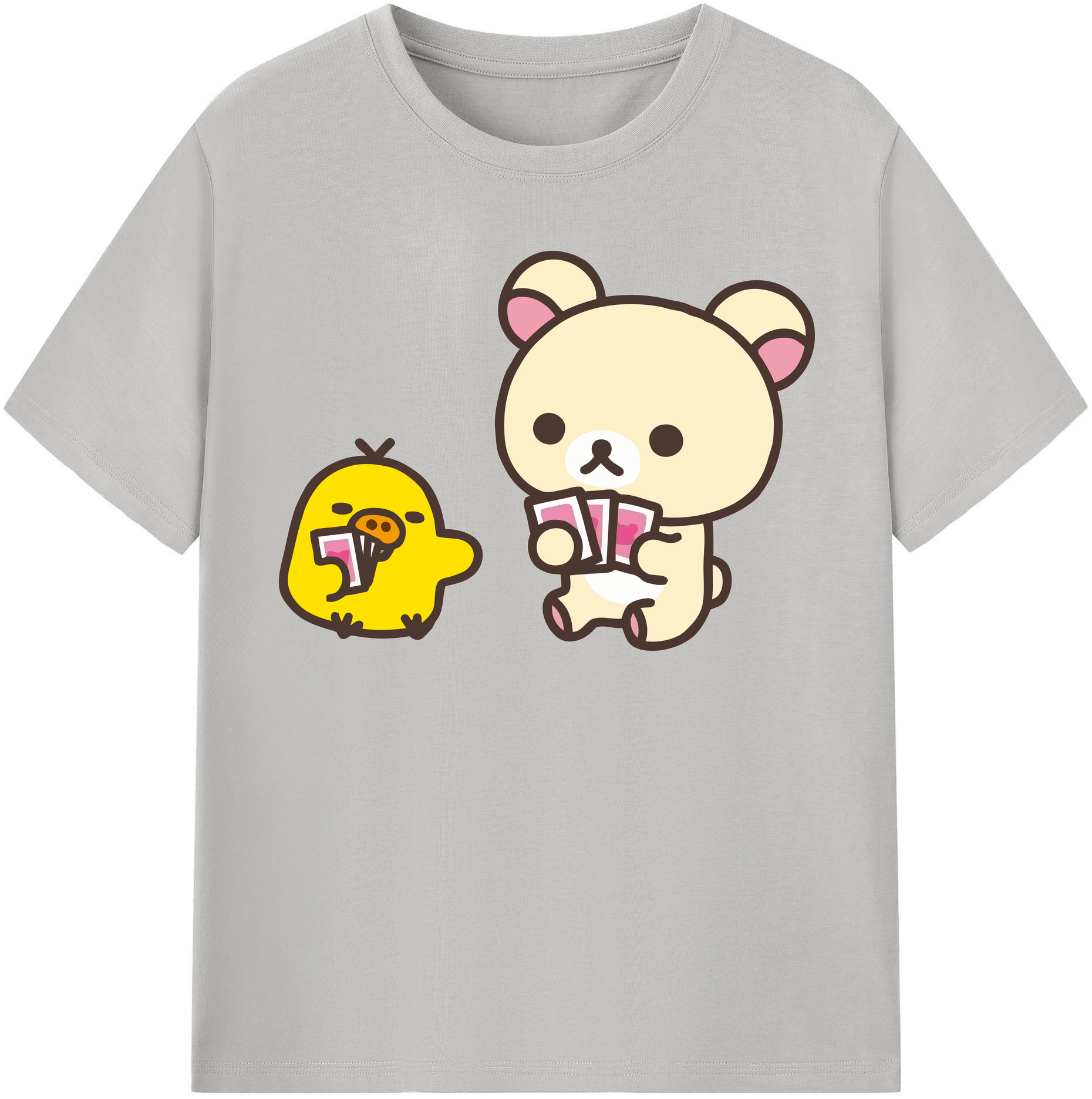 （画像用） リラックマ リラックマ キイロイトリ Rilakkuma Korilakkuma Kiiroitori レディースカジュアルプリントTシャツ（綿100％）