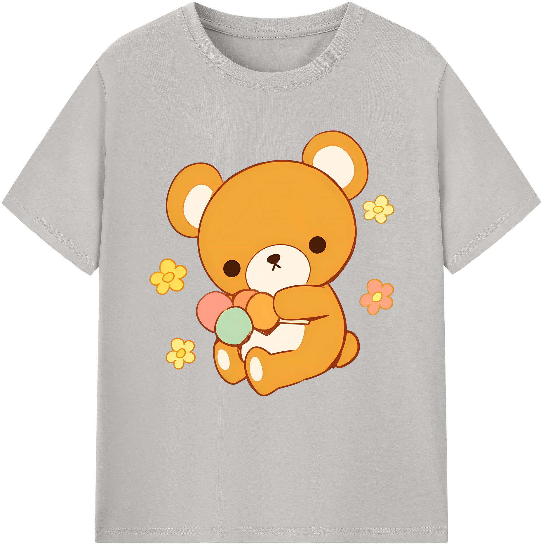 （画像用） リラックマ リラックマ キイロイトリ Rilakkuma Korilakkuma Kiiroitori レディースカジュアルプリントTシャツ（綿100％）