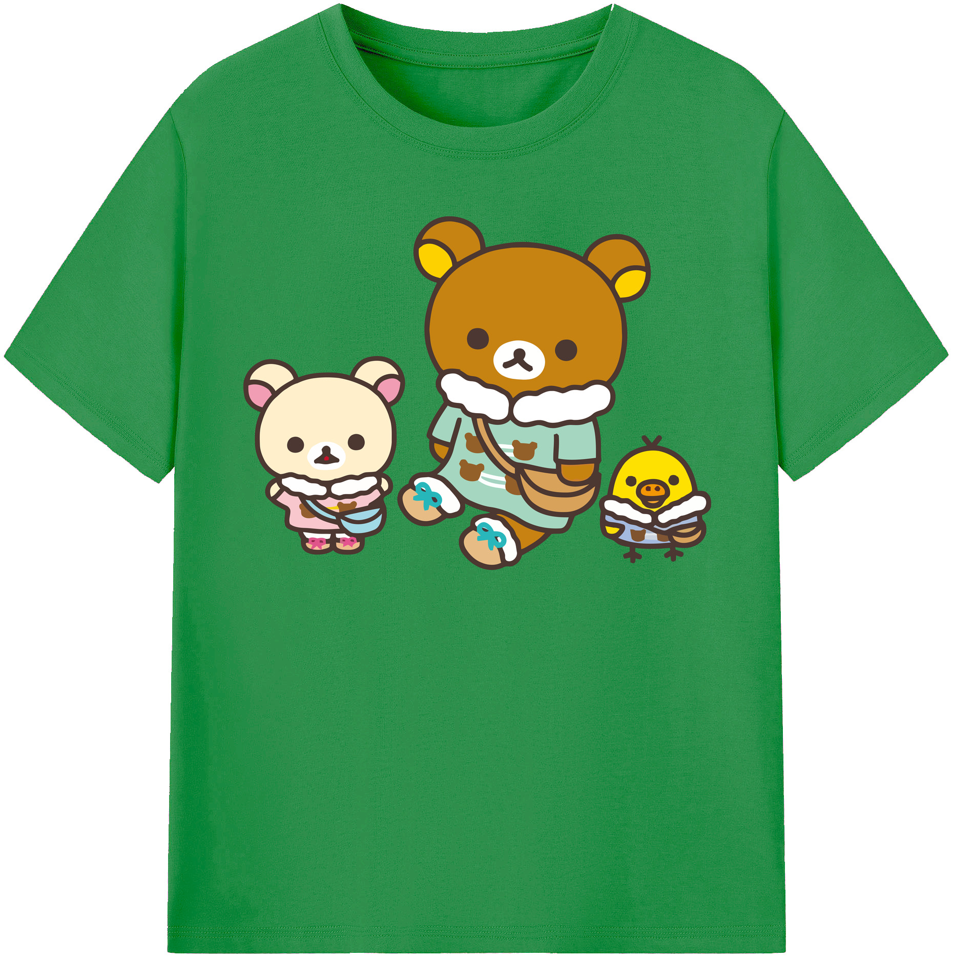 （画像用） リラックマ リラックマ キイロイトリ Rilakkuma Korilakkuma Kiiroitori レディースカジュアルプリントTシャツ（綿100％）