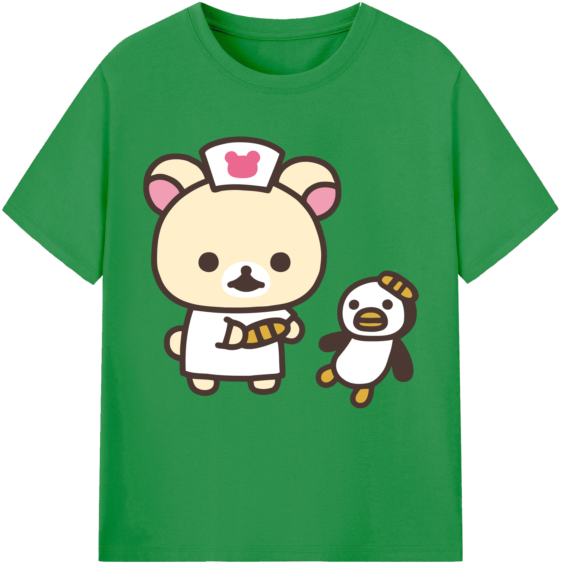 （画像用） リラックマ リラックマ キイロイトリ Rilakkuma Korilakkuma Kiiroitori レディースカジュアルプリントTシャツ（綿100％）