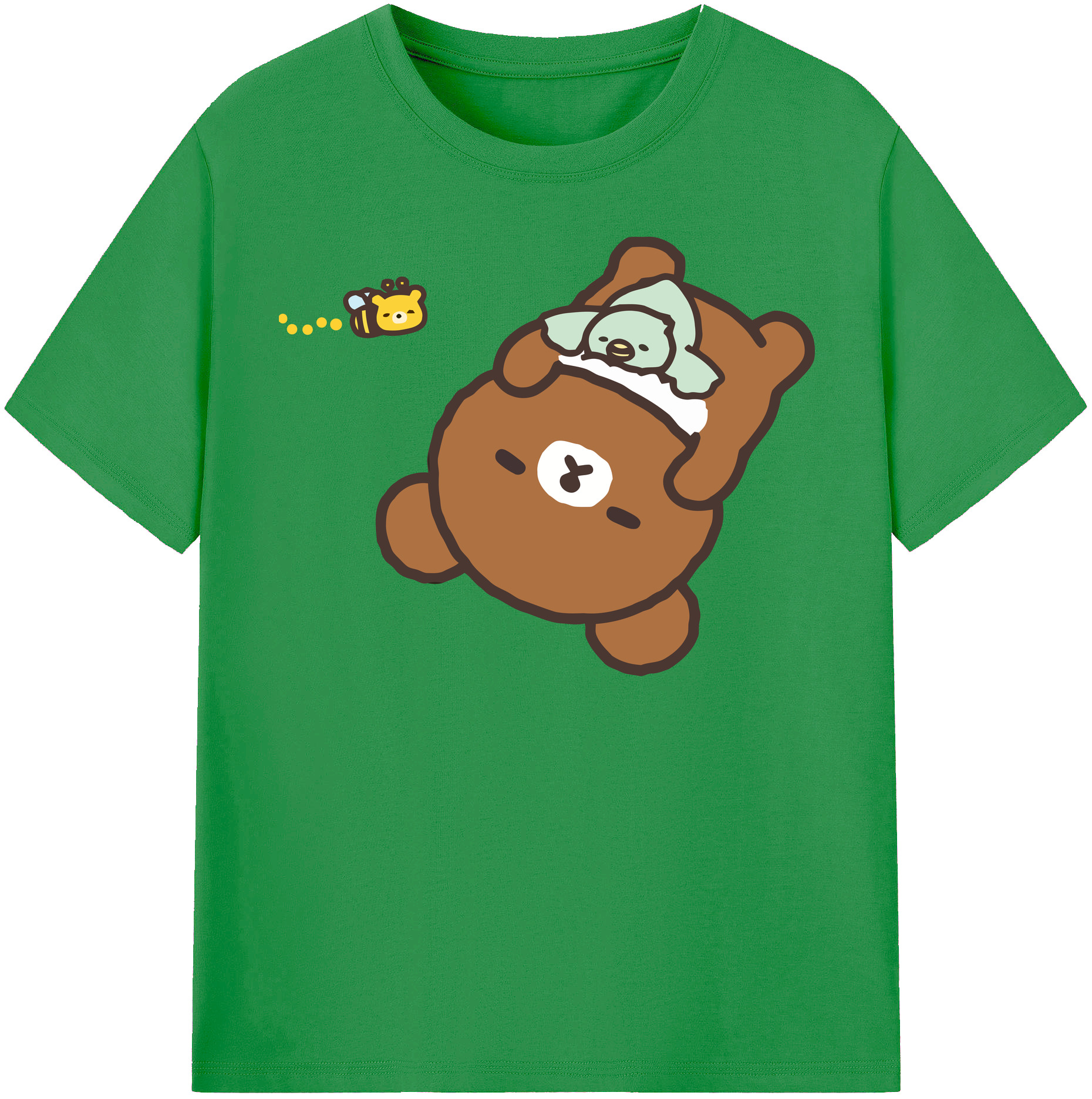 （画像用） リラックマ リラックマ キイロイトリ Rilakkuma Korilakkuma Kiiroitori レディースカジュアルプリントTシャツ（綿100％）