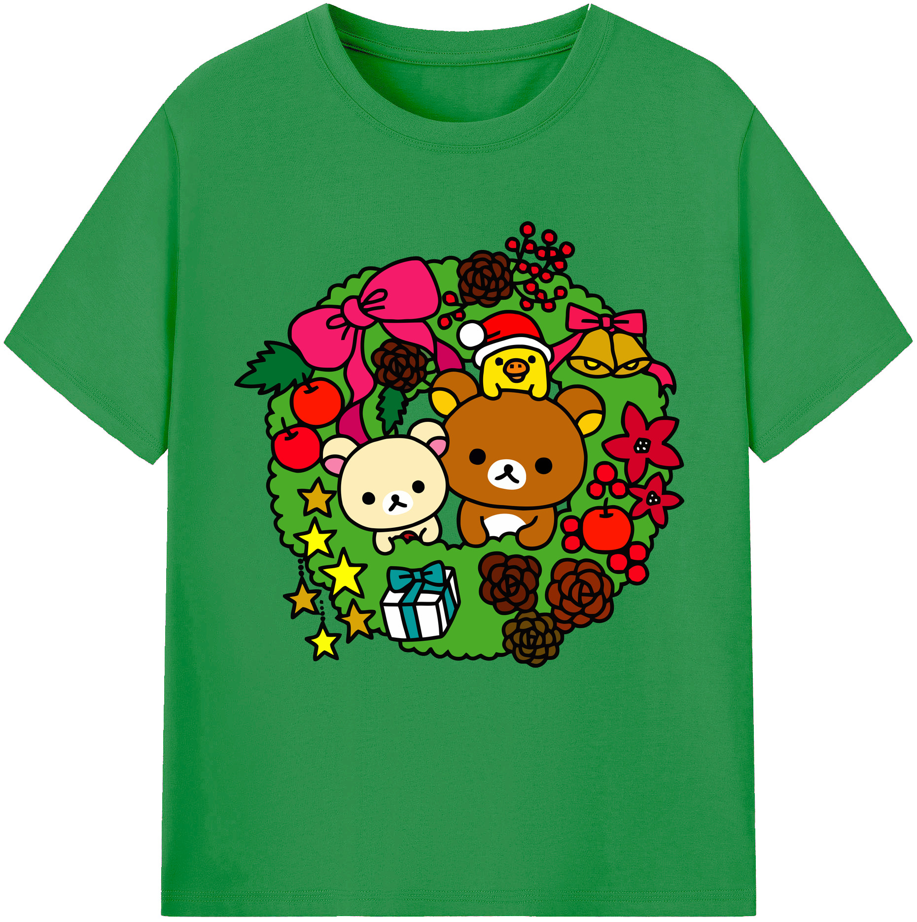 （画像用） リラックマ リラックマ キイロイトリ Rilakkuma Korilakkuma Kiiroitori レディースカジュアルプリントTシャツ（綿100％）
